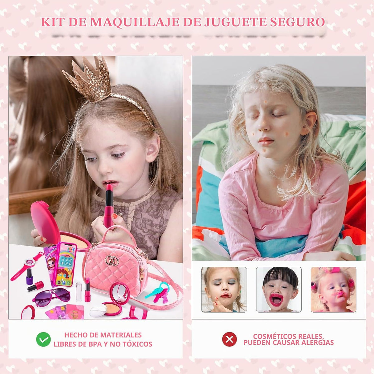 Bolsa para niñas pequeñas, kits de maquillaje para niñas de 4 a 5 a...