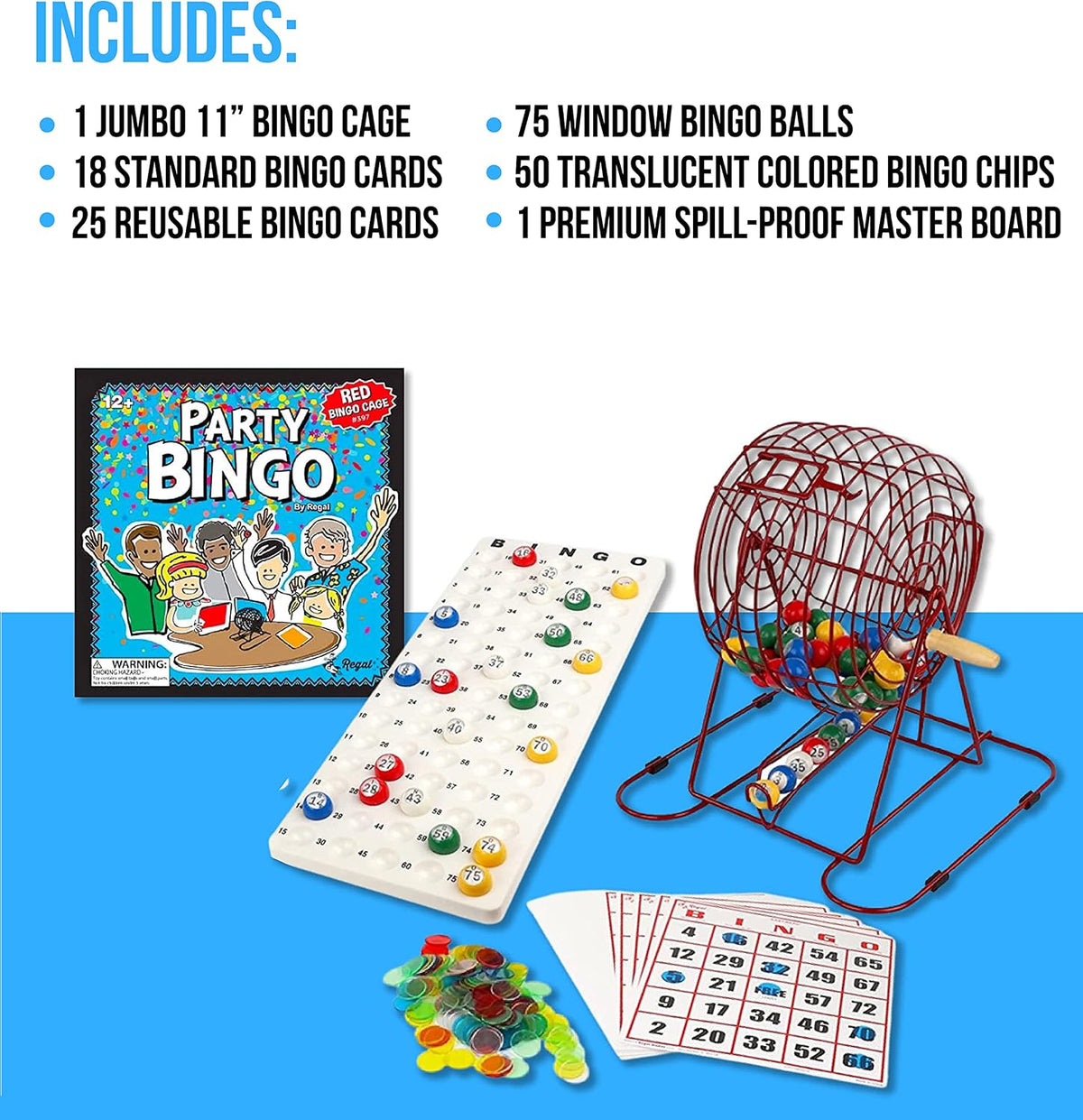 Regal Bingo - Juego de Bingo Profesional con Jaula de Rueda de 11 P...