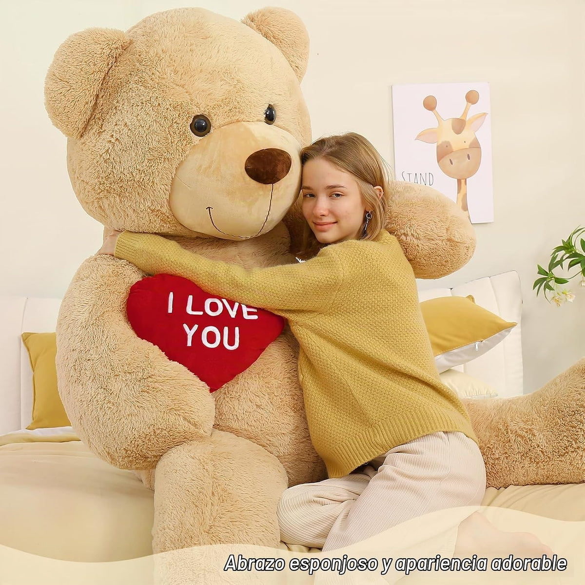 BENINY Oso de Peluche Gigante de Corazón Rojo de 6 pies, Animales d...