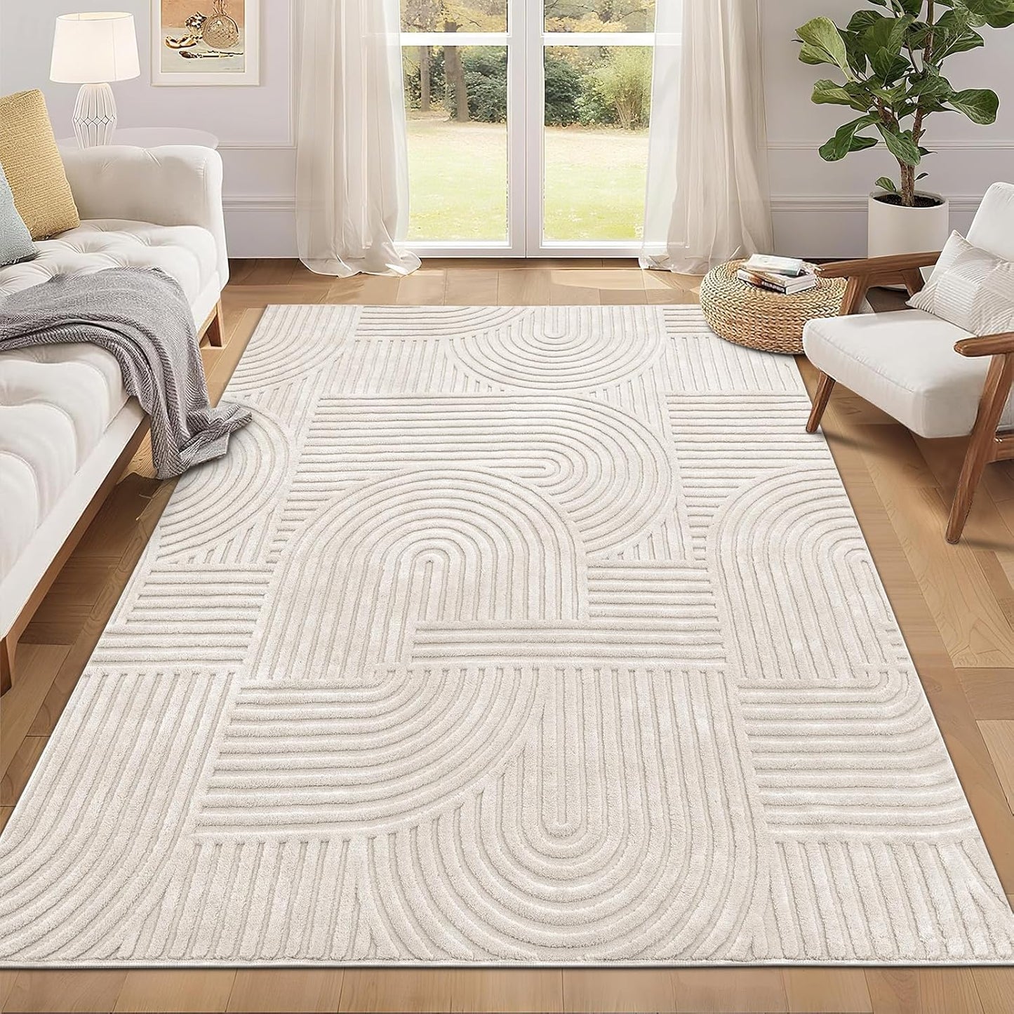 Pauwer - Alfombra de área de 5 x 7 pies para sala de estar, moderna...