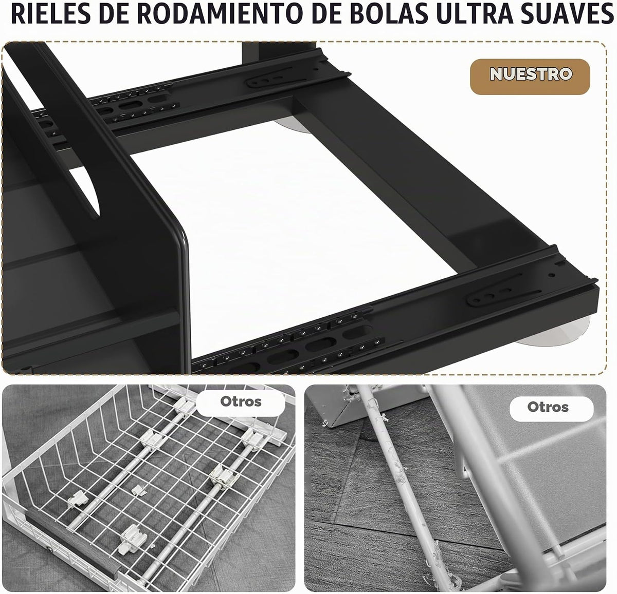 Biboraya Organizador para debajo del fregadero se actualiza a riele...