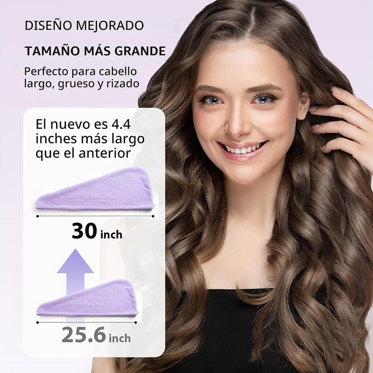 YFONG Toalla de pelo de microfibra más grande para mujer, morada, 3...