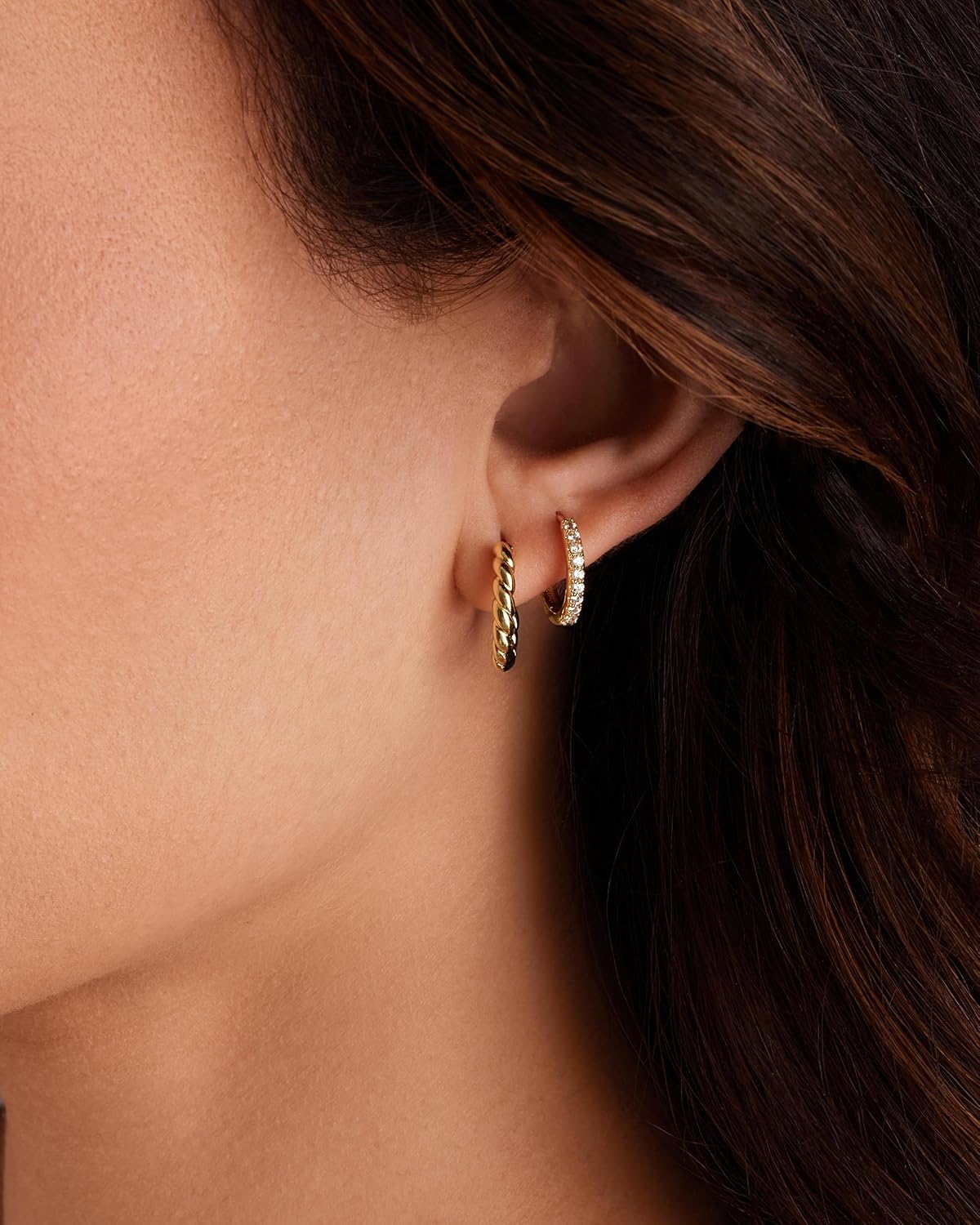 PAVOI Pendientes de aro de oro para mujer – Plata de ley 925 chapad...