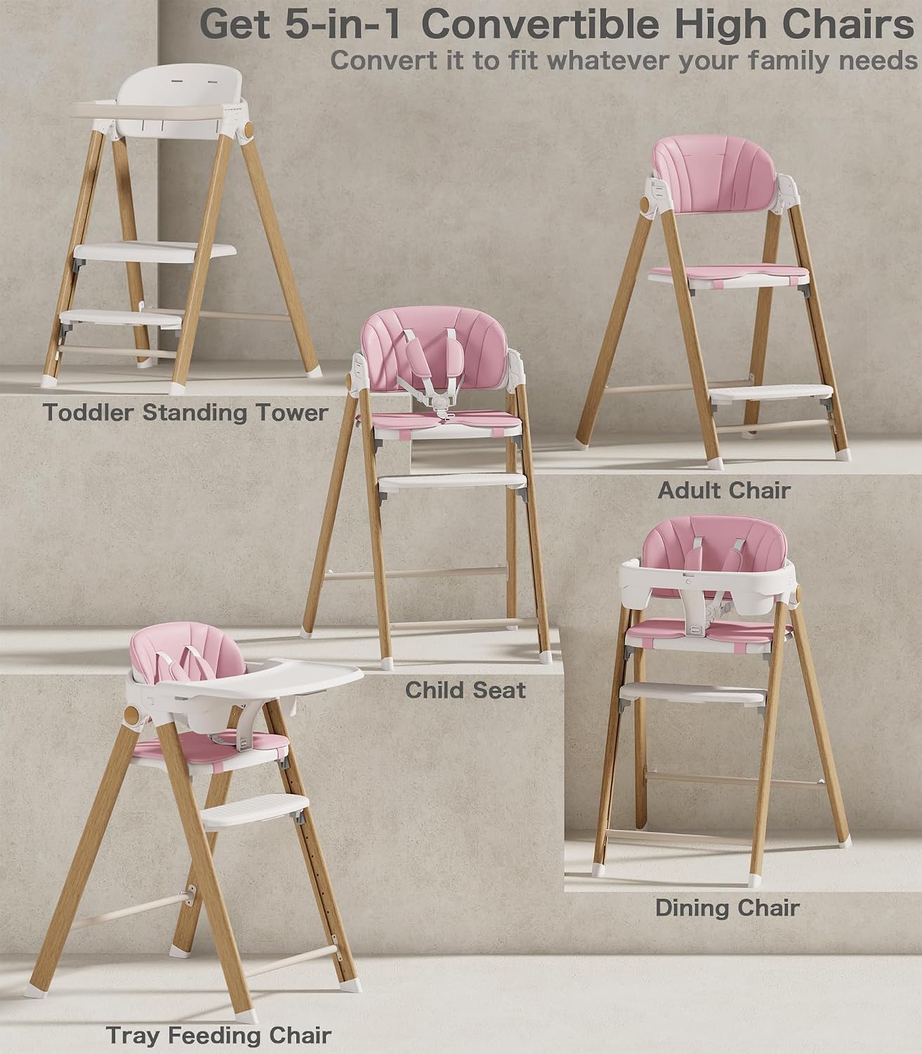 Silla alta convertible para bebé a torre para niños pequeños, trona...