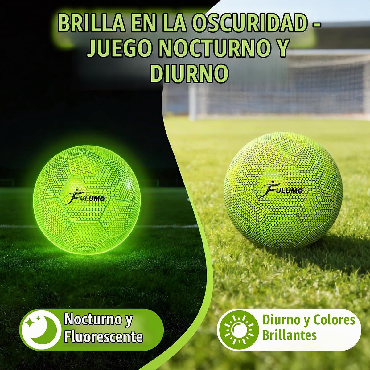 FULUMO Balón de fútbol que brilla en la oscuridad Tamaño 5\/Tamaño...