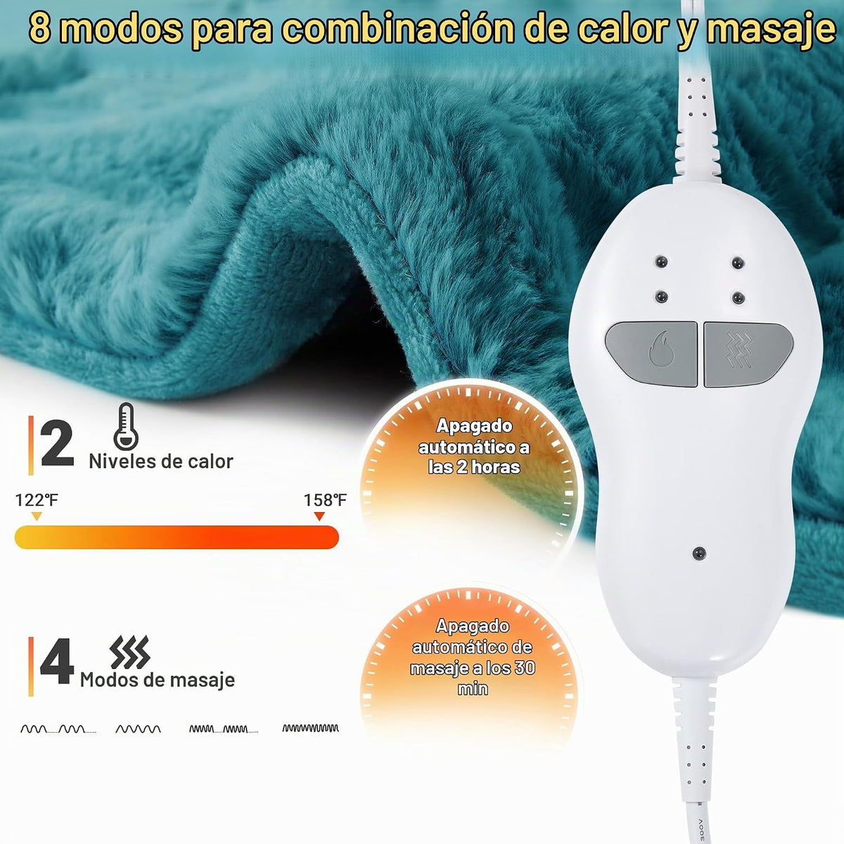 Almohadilla térmica de masaje para cuello, hombros y espalda, almoh...