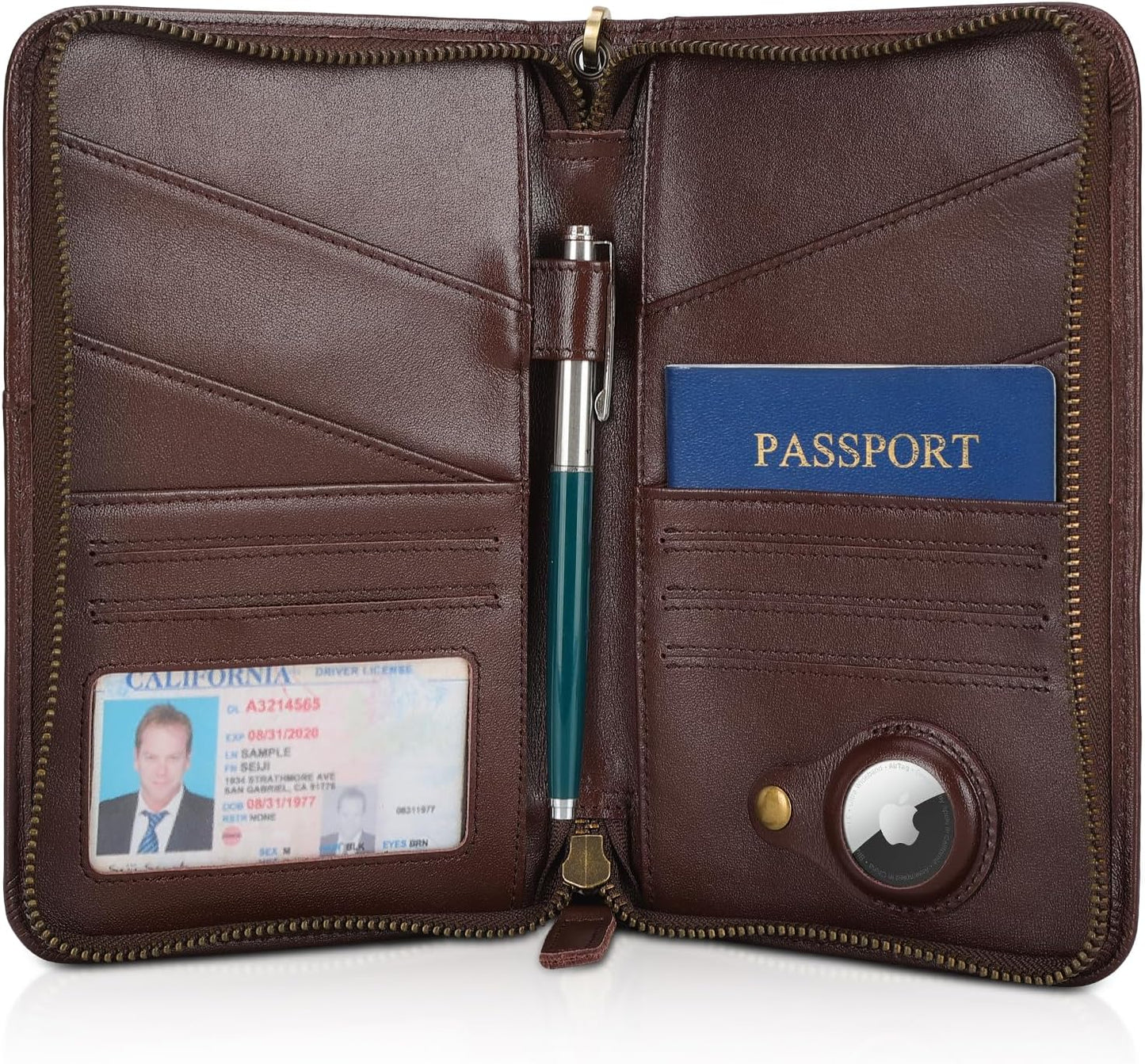 Polare - Funda de piel de grano completo para pasaporte, para hombr...