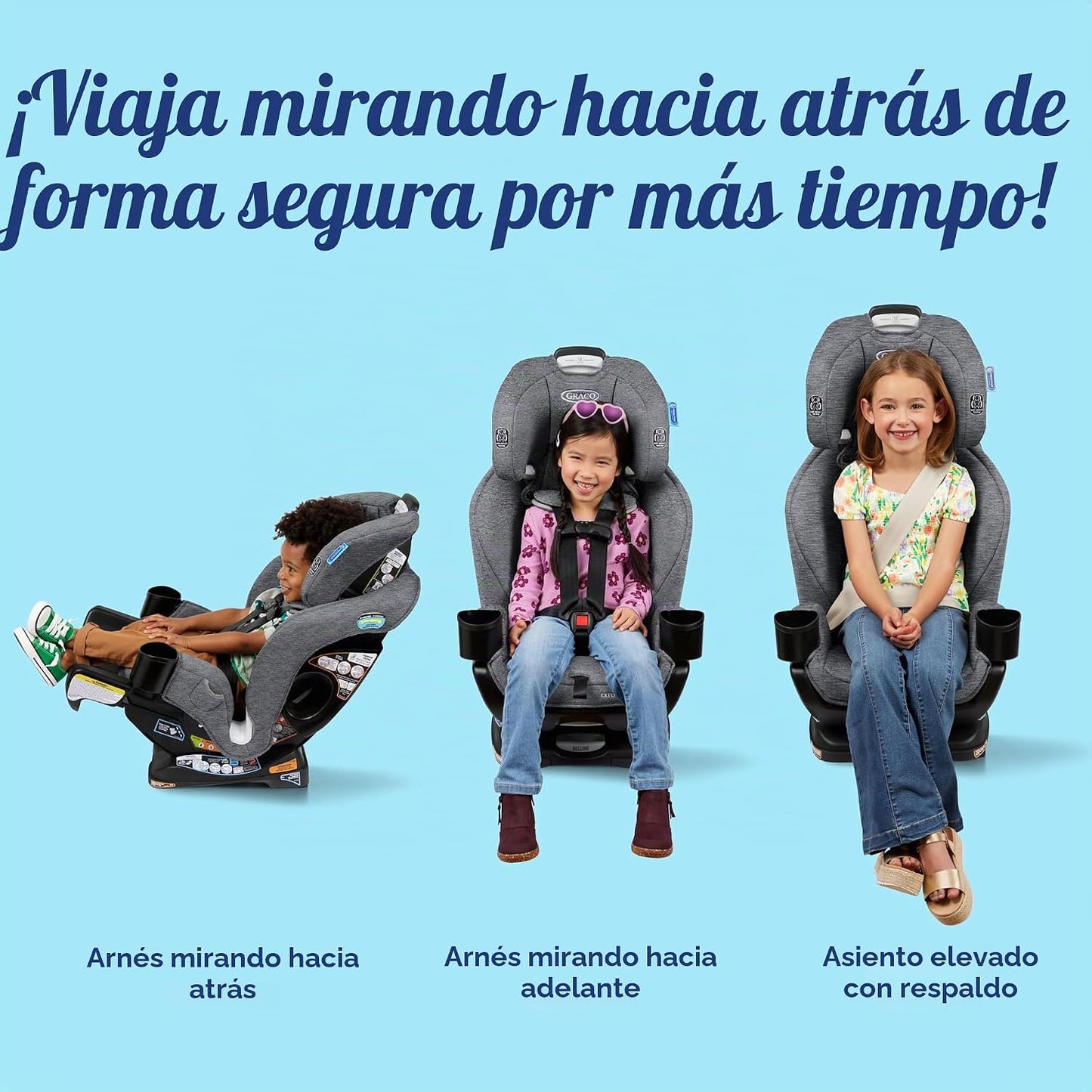 Asiento de coche convertible Graco Extend2Fit 3 en 1 para bebé, ori...