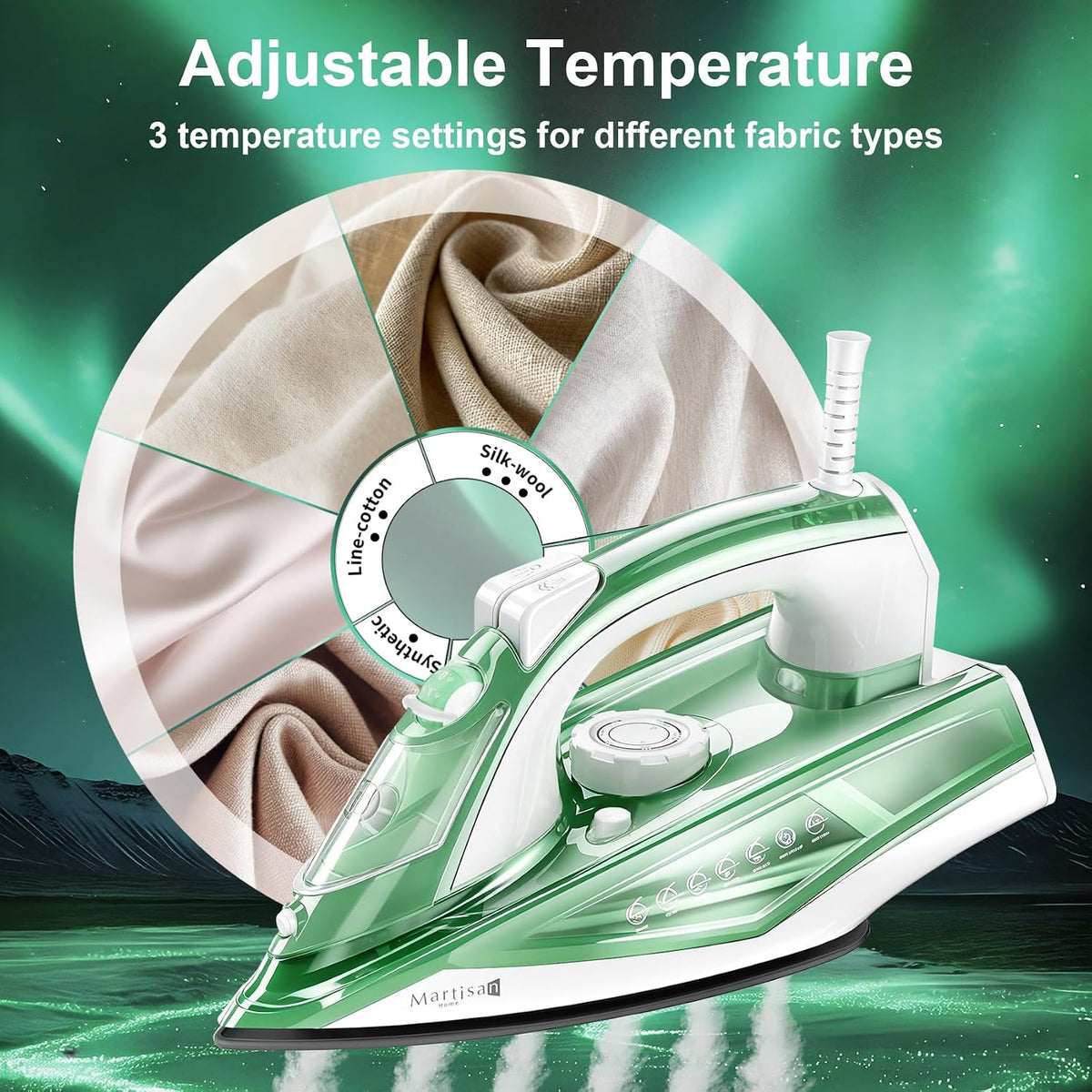 Martisan Steam Iron Lite, 1700 W, calentamiento rápido de 15 segund...