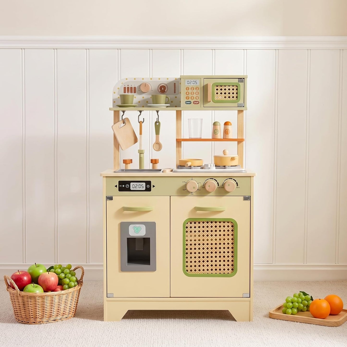 Juego de cocina de madera para niños pequeños, juego de cocina de j...