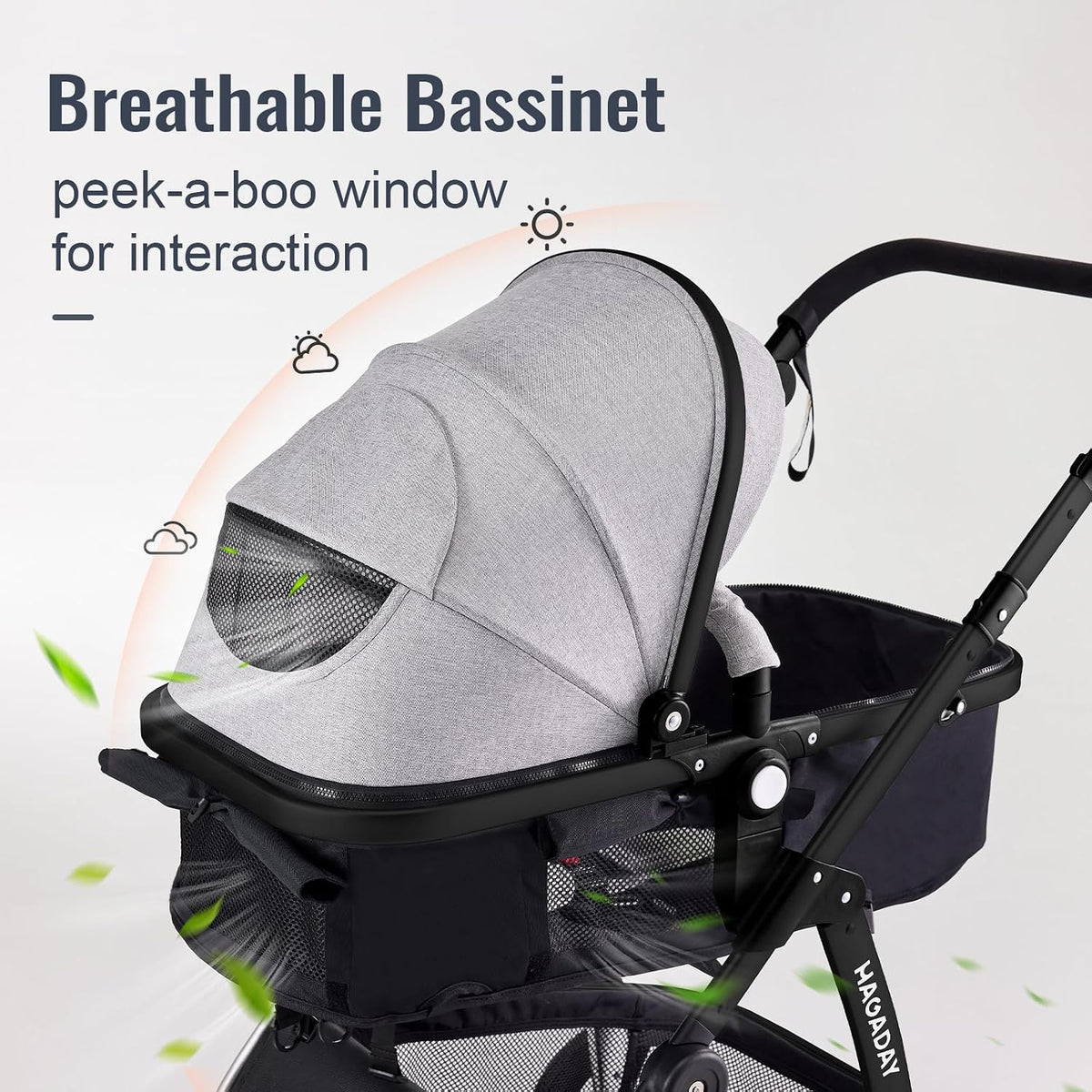 Cochecito de bebé, asiento reversible 2 en 1 para niños pequeños co...