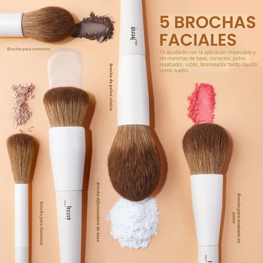 Jessup Juego de brochas de maquillaje, 14 piezas, juego de brochas...