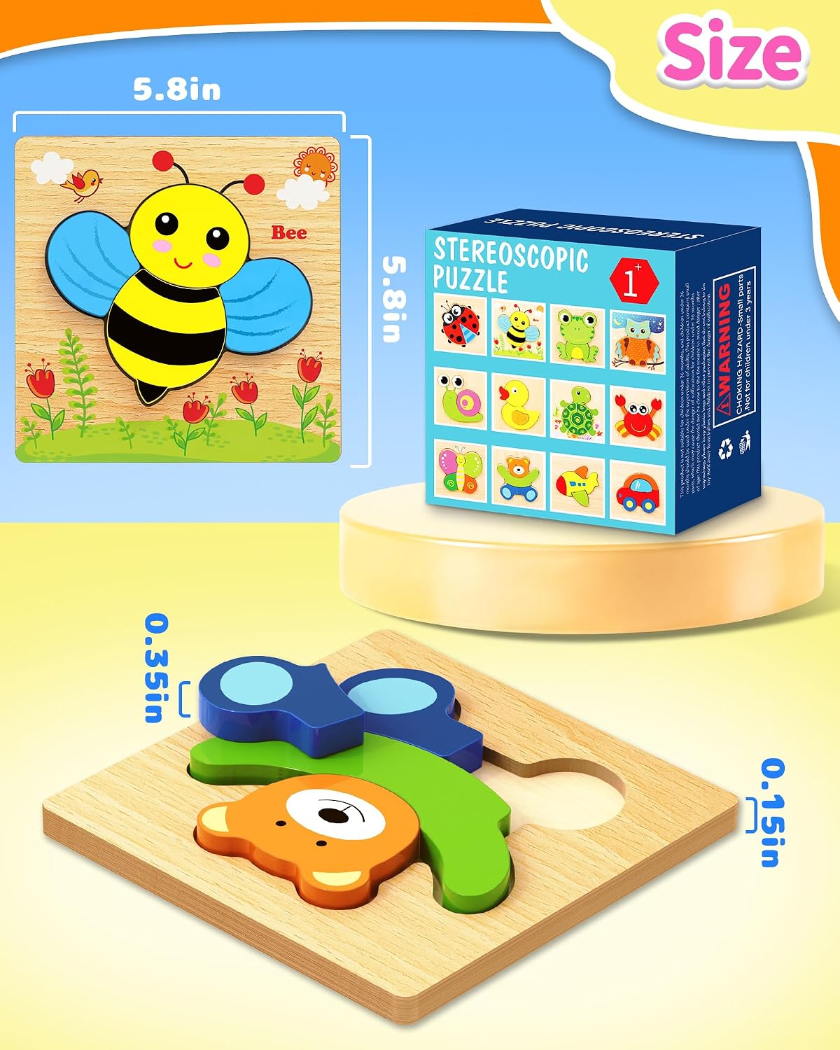 Rompecabezas de madera para niños pequeños, regalos para niños de 1...