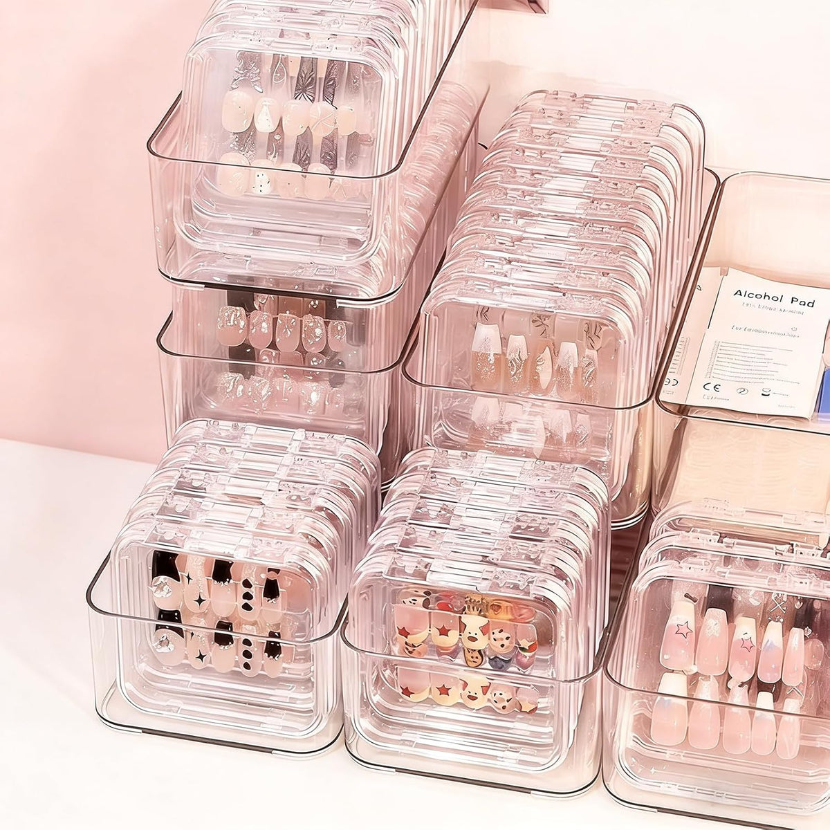 YOSMAKIY 30 cajas de embalaje de uñas a presión, juego de cajas de...