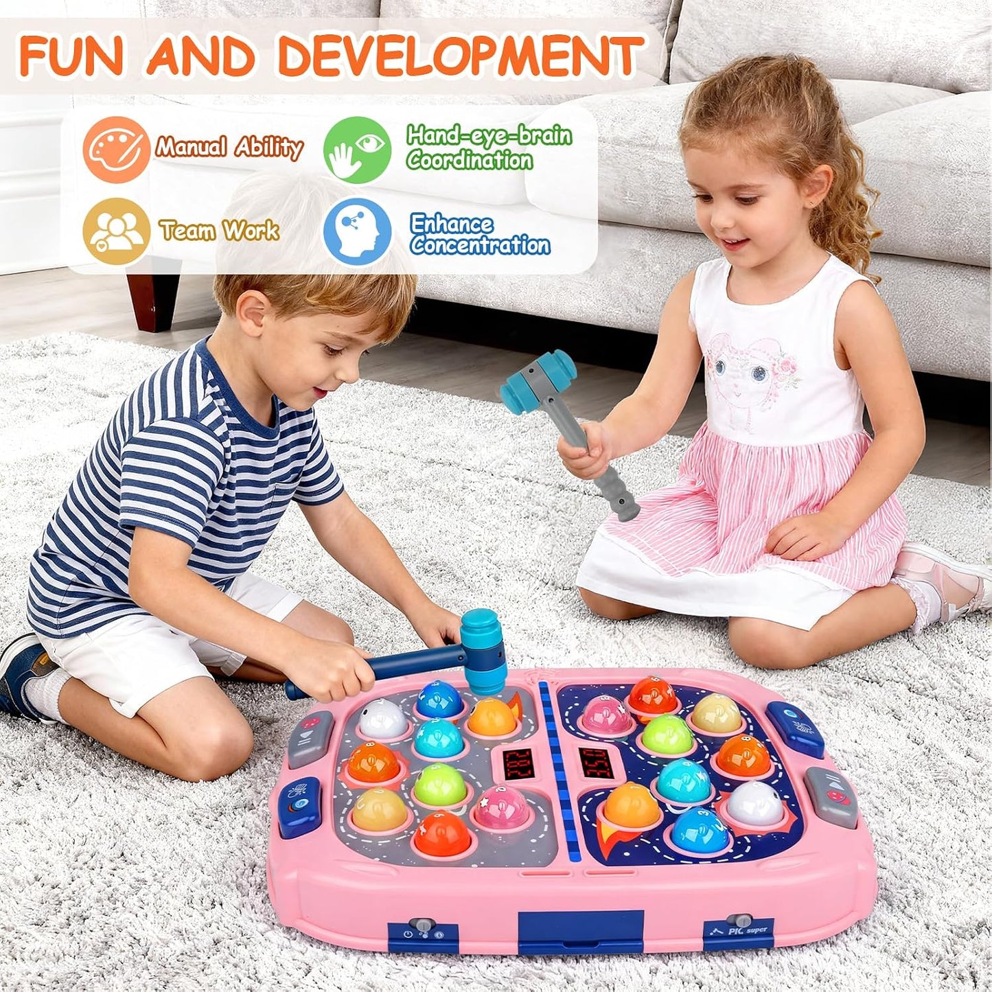 Juego de Golpear Topos para Niños, Juguetes para Niños y Niñas de 3...