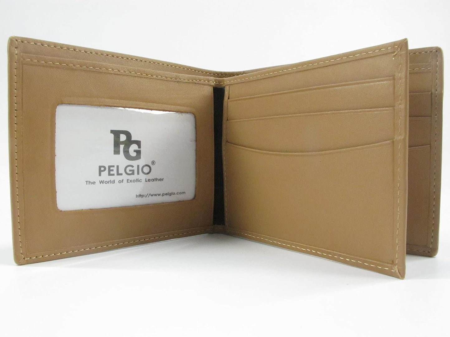 Pelgio Cartera plegable de cuero de piel de Shagreen pulido genuino...