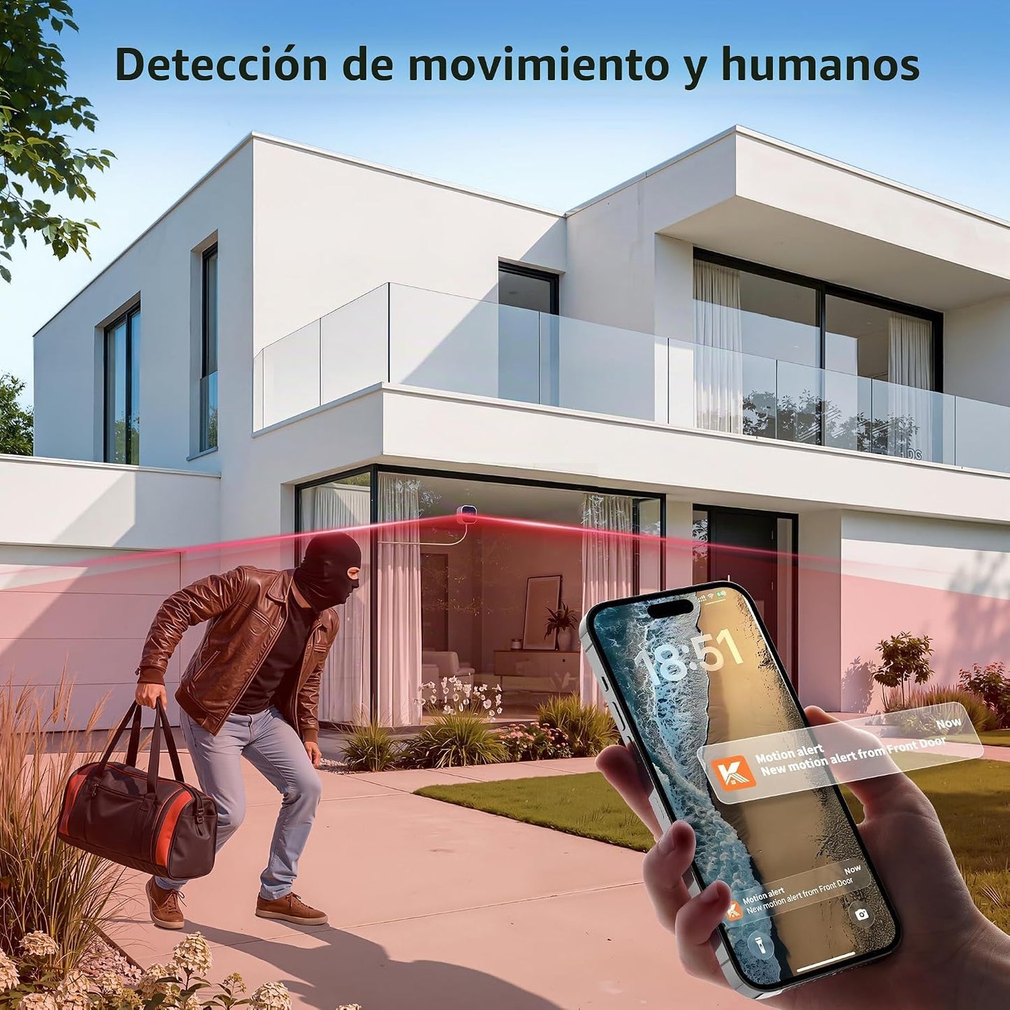 Kamoviz Cámara de ventana 2K sin taladro, cámaras magnéticas de ven...