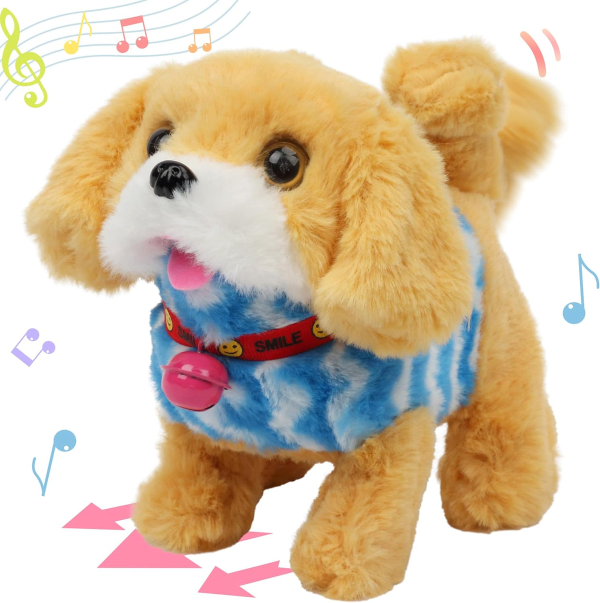 Hopearl Perro caminante Golden Retriever con chaleco azul, juguete...
