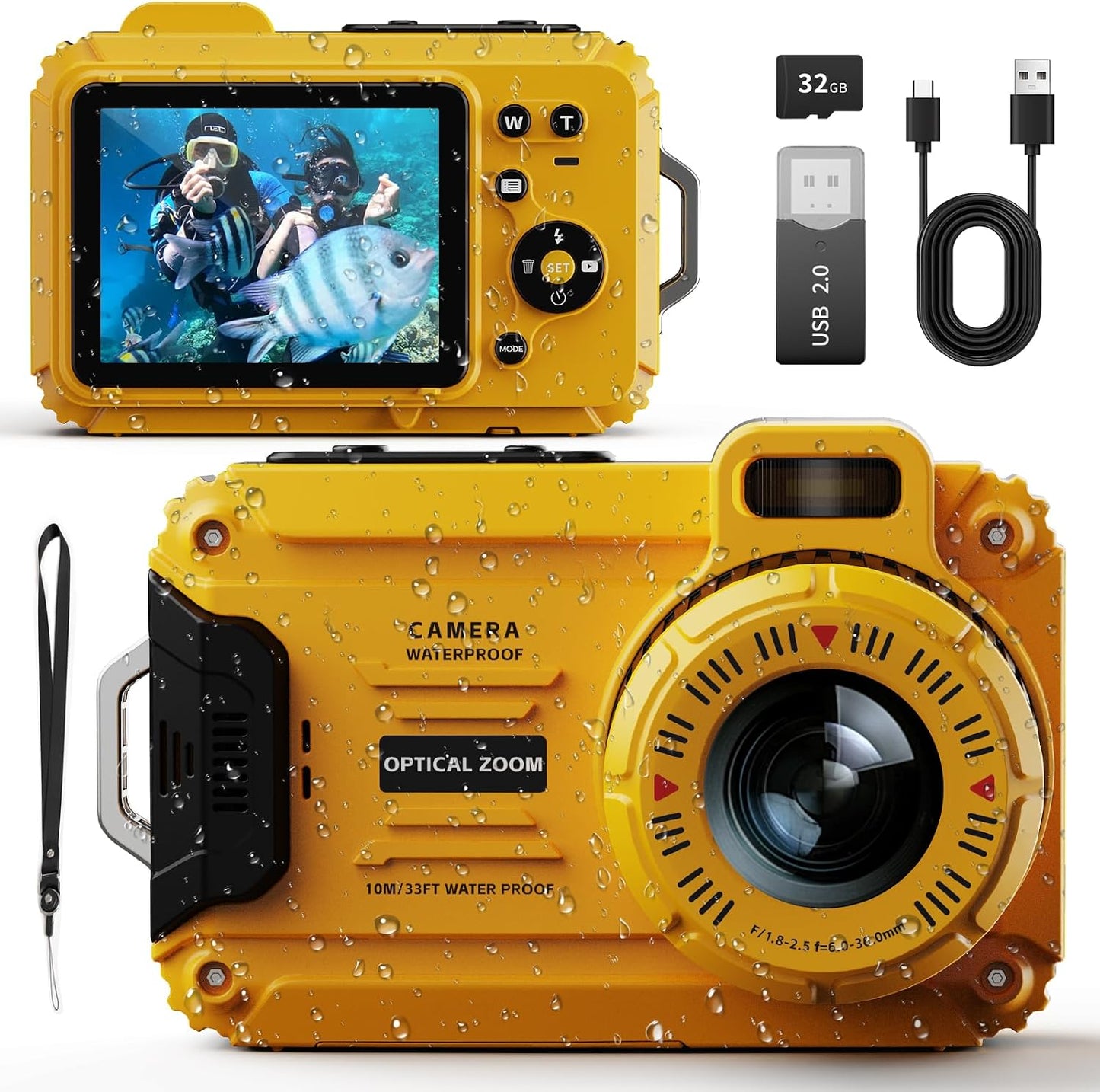 Cámara digital impermeable de 48 MP con tarjeta TF de 32 GB | Panta...
