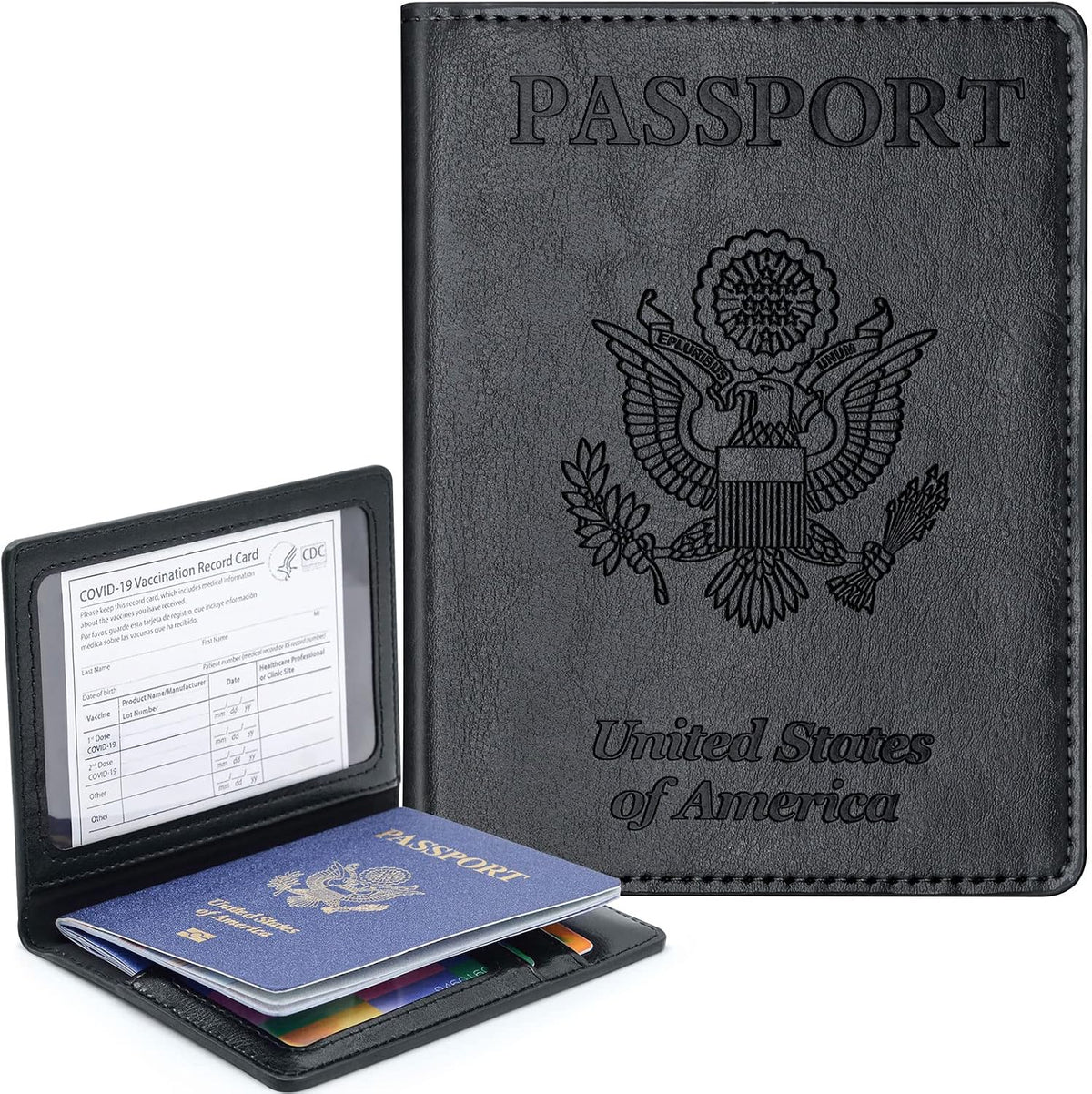 Funda para pasaporte con bloqueo RFID de piel, tarjetero con ranura...
