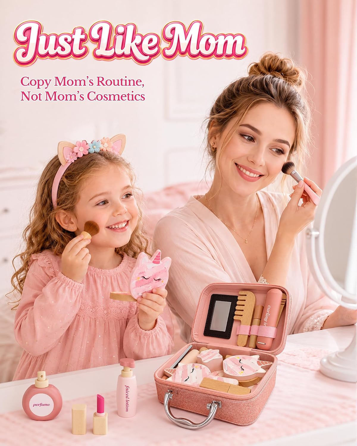 TEKFUN Juego de maquillaje de unicornio de madera para peones | Mad...