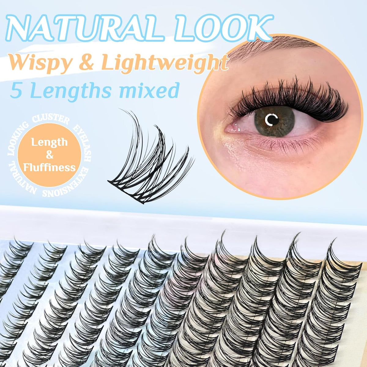 SLSXNL Racimos de pestañas naturales Wispy, racimos de pestañas fal...