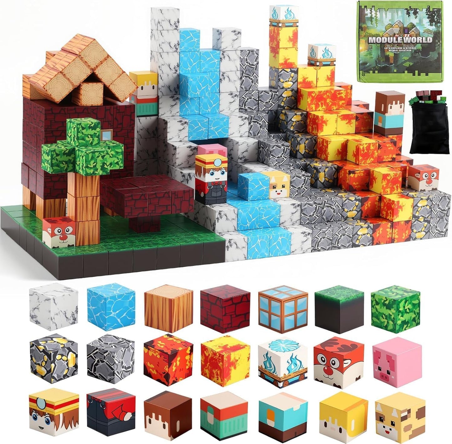 FUNYKICH 470 bloques magnéticos para niños, juego de cubo de constr...