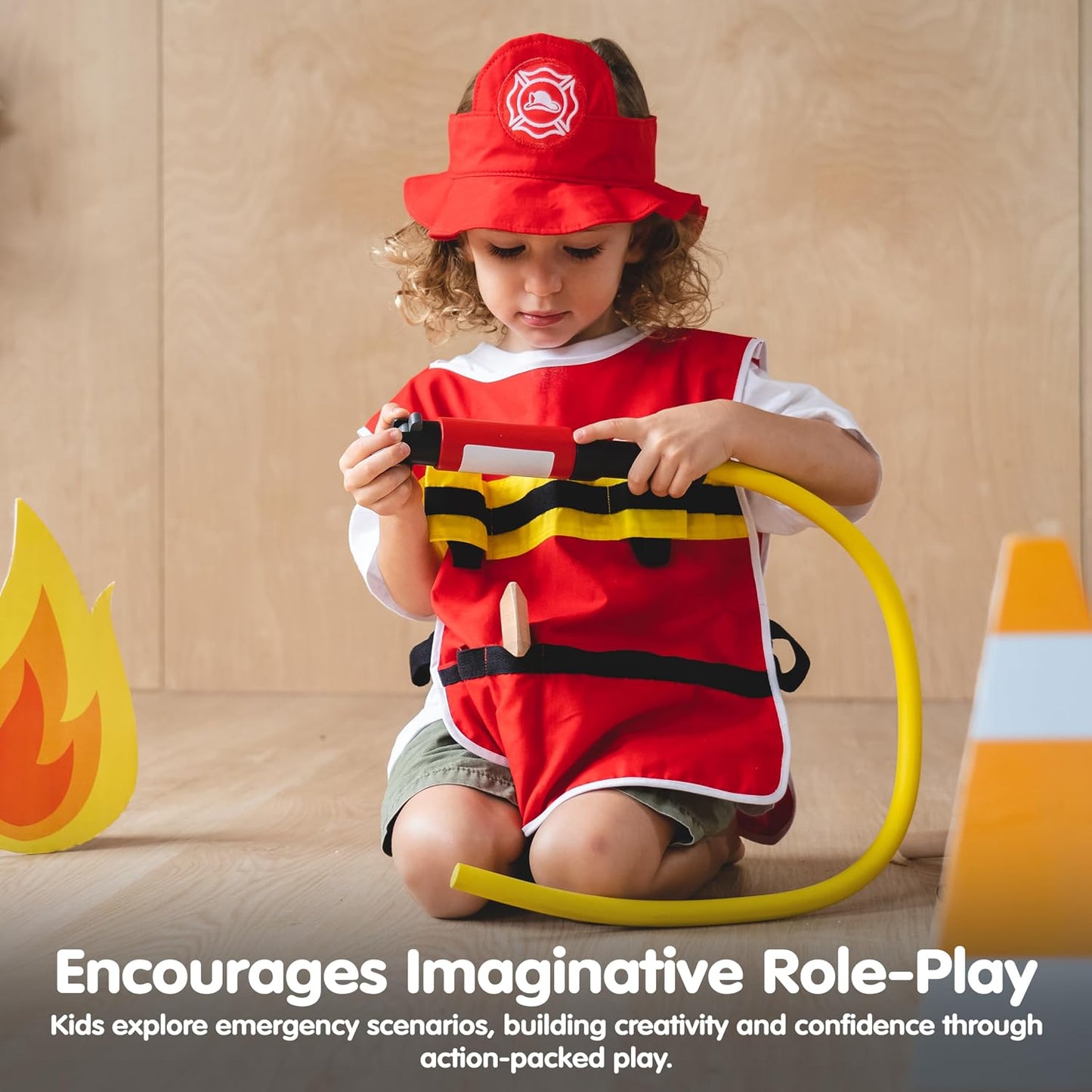 PlanToys® Juego de bomberos con kit de rescate de simulación, casco...