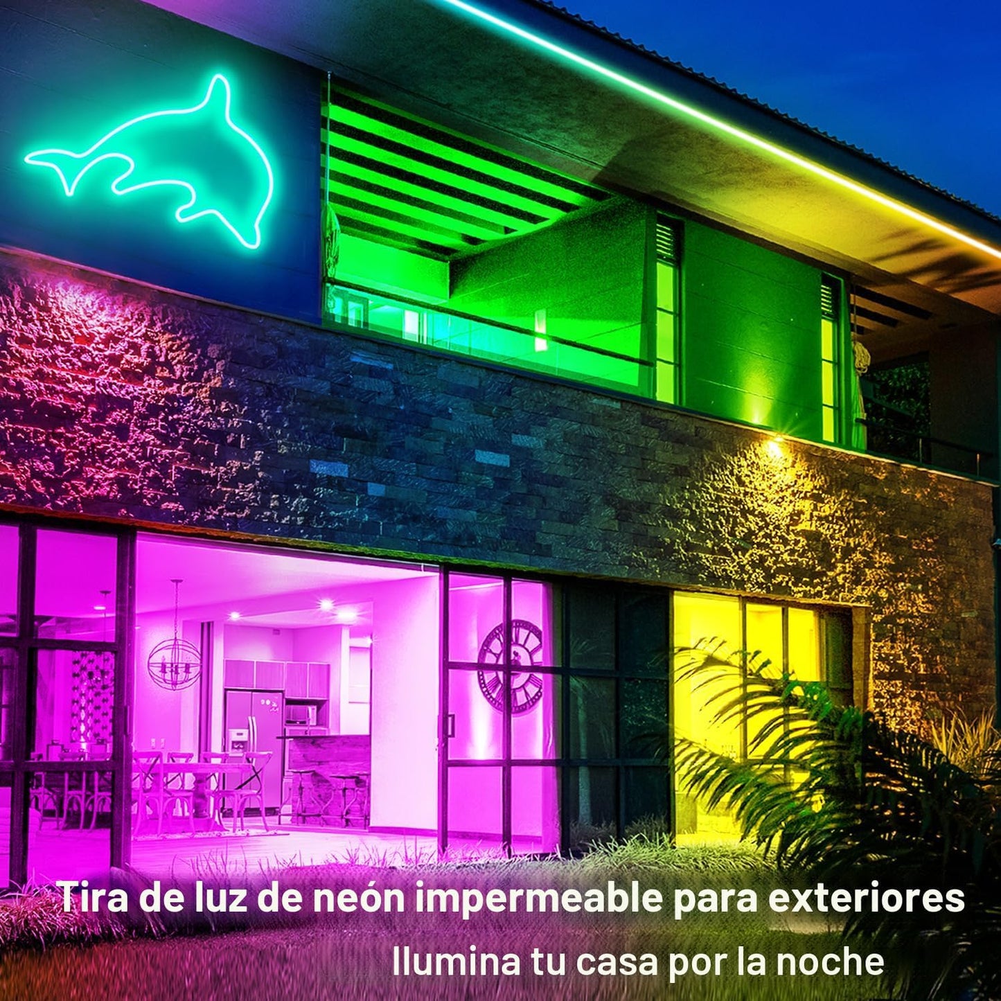 Luces de cuerda de neón LED RGB de 100 pies, luces de neón LED con...