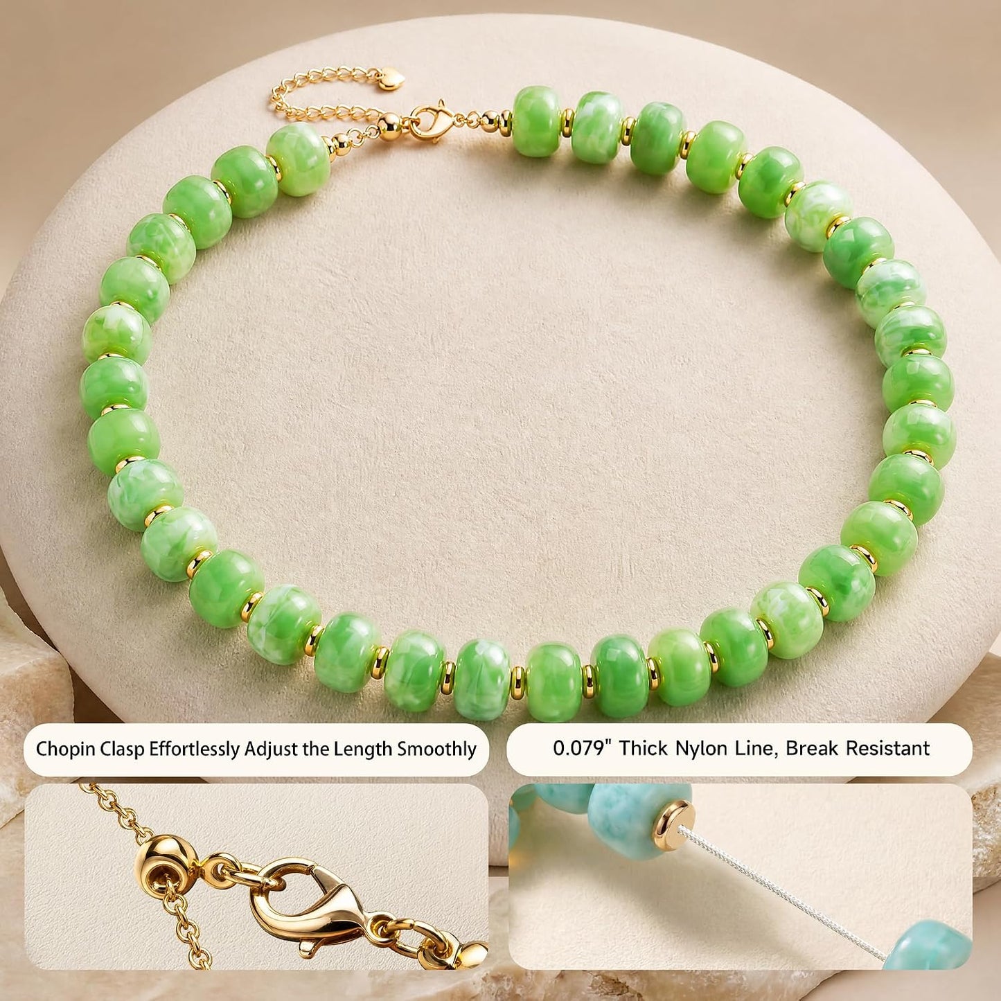 POPLOPP Collares de cuentas gruesas para mujer, gargantilla de cuen...