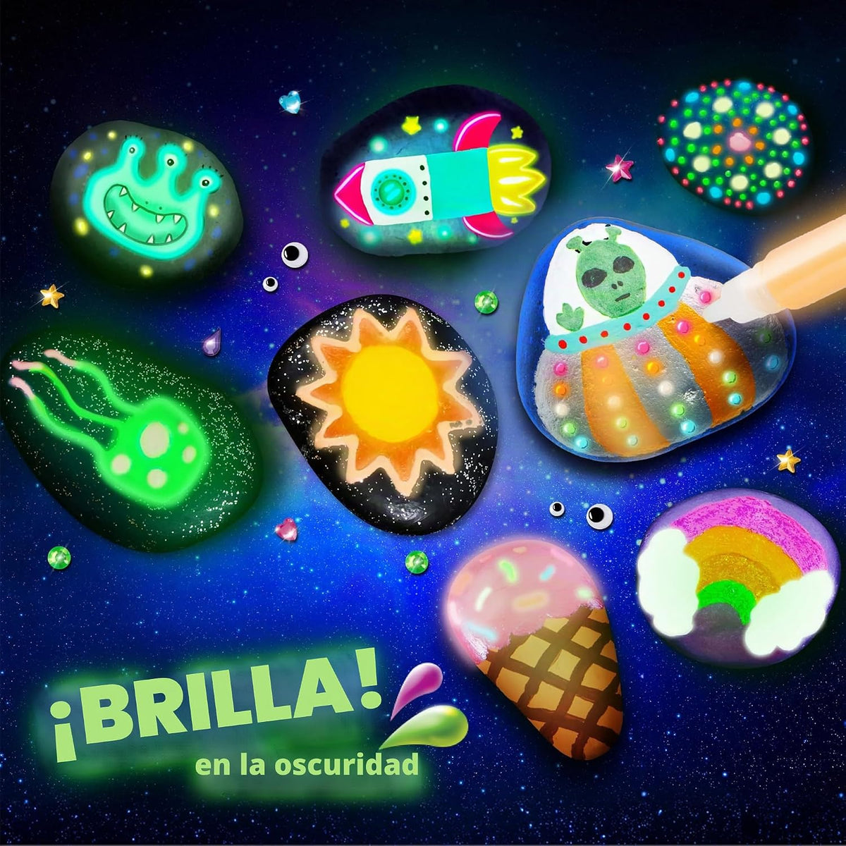 Kit de pintura de roca: kit de roca que brilla en la oscuridad, art...