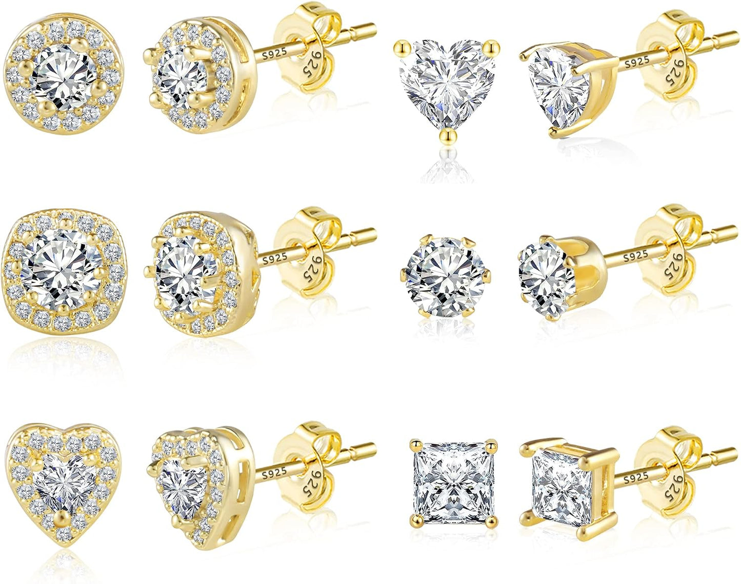 ALEXCRAFT Aretes de tuerca de plata de ley para mujeres y niñas, ci...