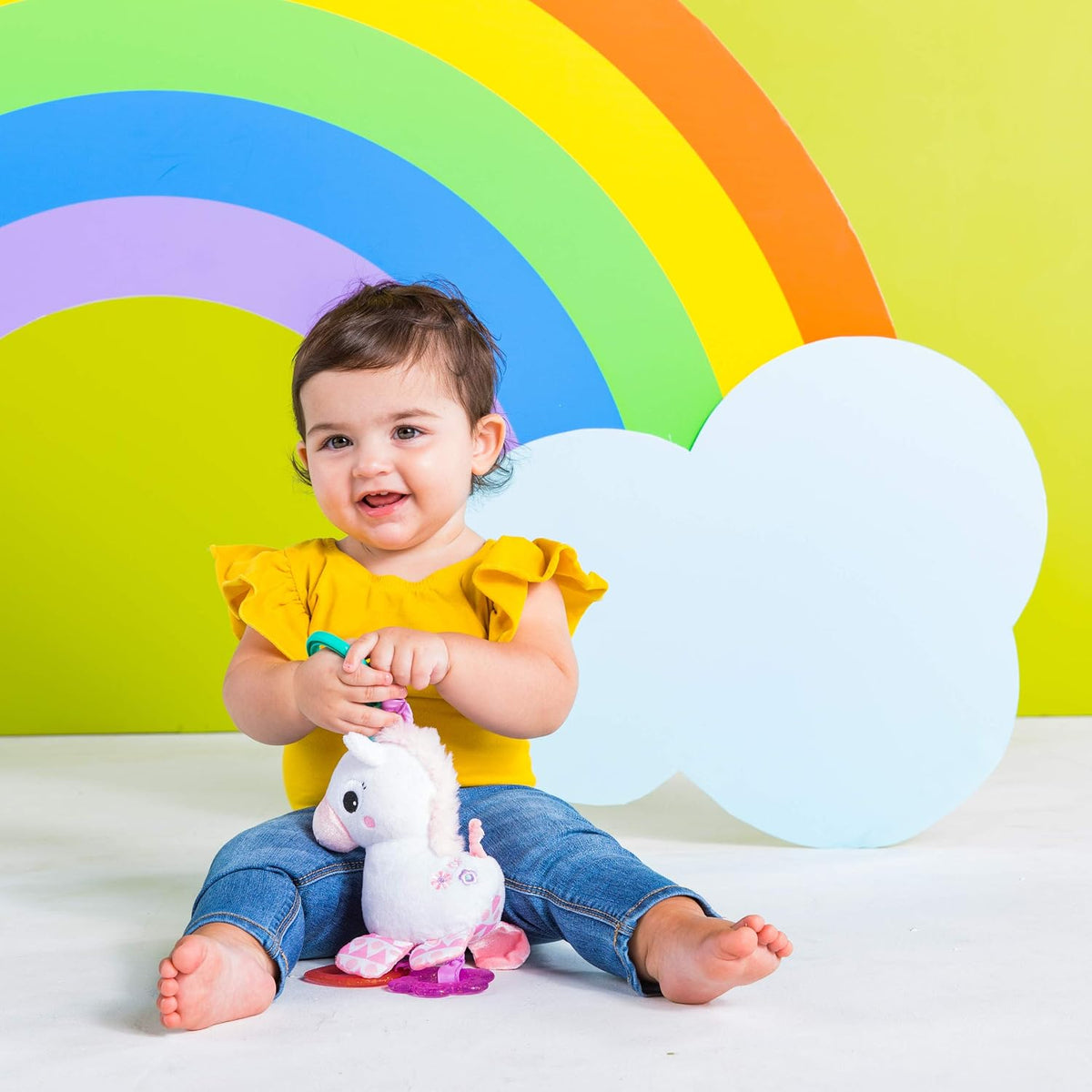 Bright Starts Unicorn Sparkle &amp; Shine - Cochecito de peluche pa...