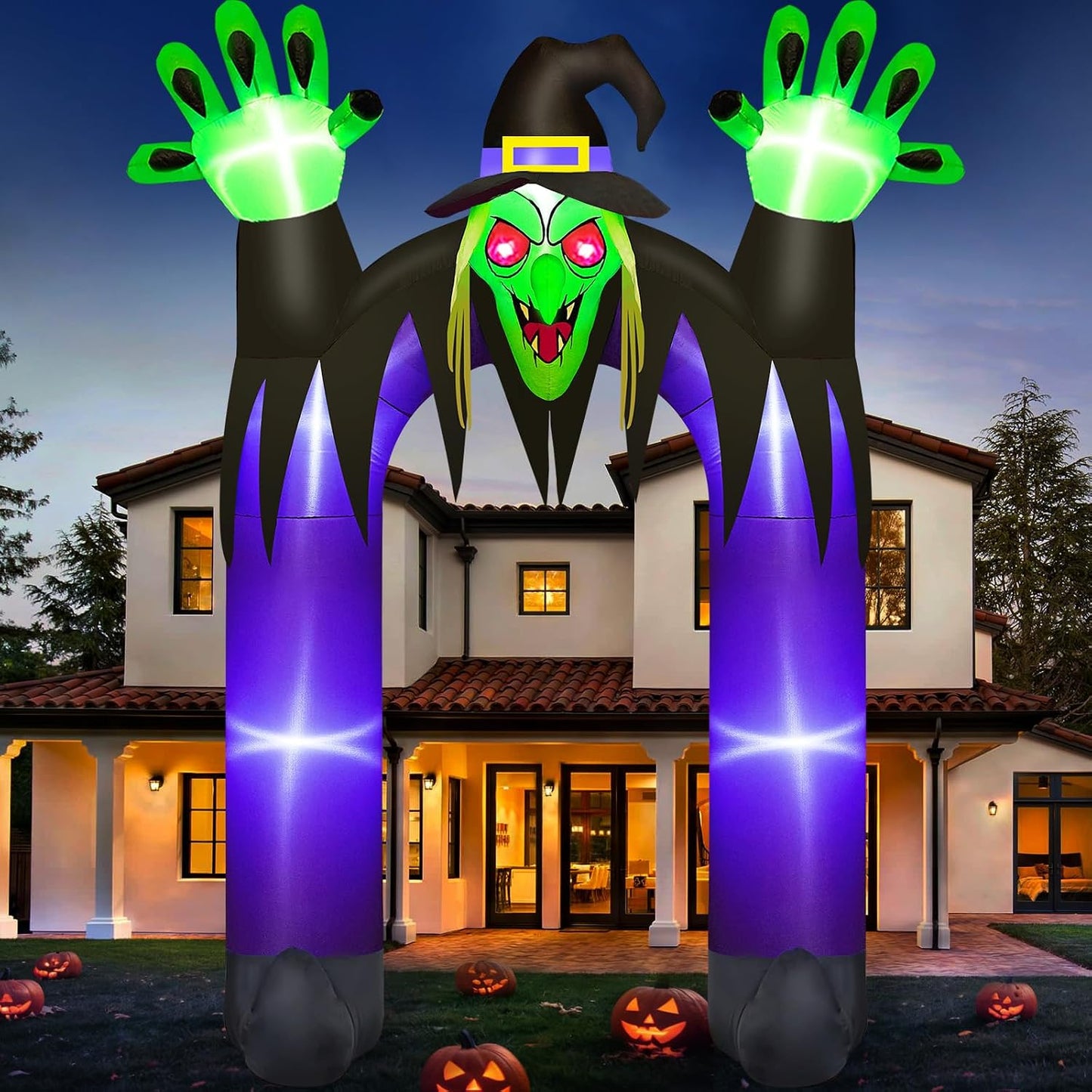 Danxilu Inflables de Halloween de 10 pies de alto, arco de bruja pa...