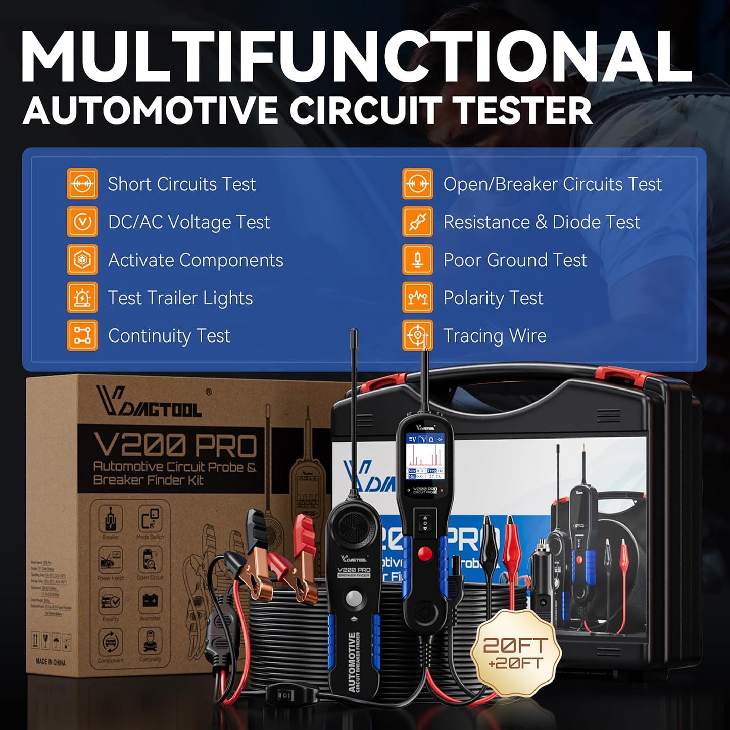 VDIAGTOOL V200 Pro Probador de Sonda de Circuito de Potencia Automo...