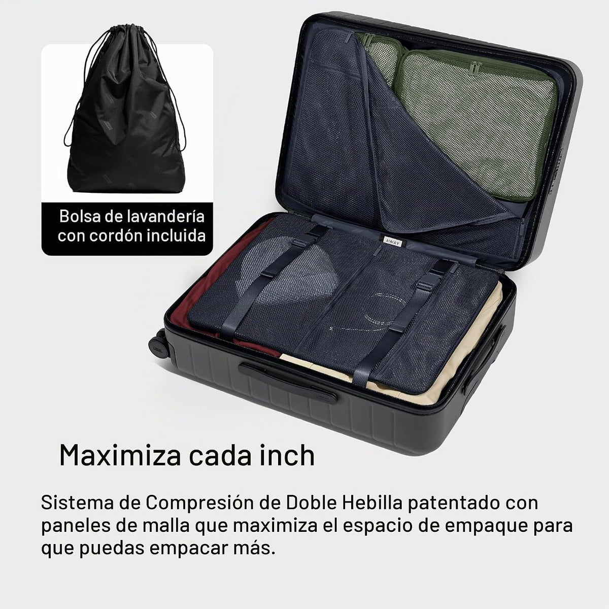 Away Maleta Mediana Facturada, Negro azabache, Estándar | Maleta li...