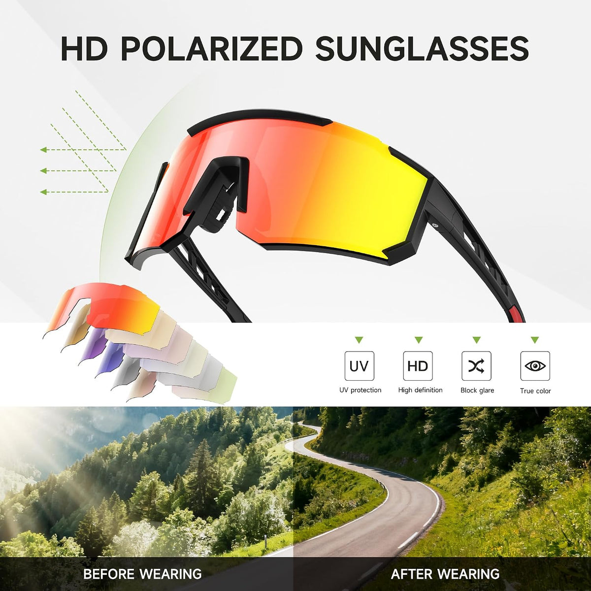 Foliful Gafas de sol deportivas polarizadas para hombres y mujeres...