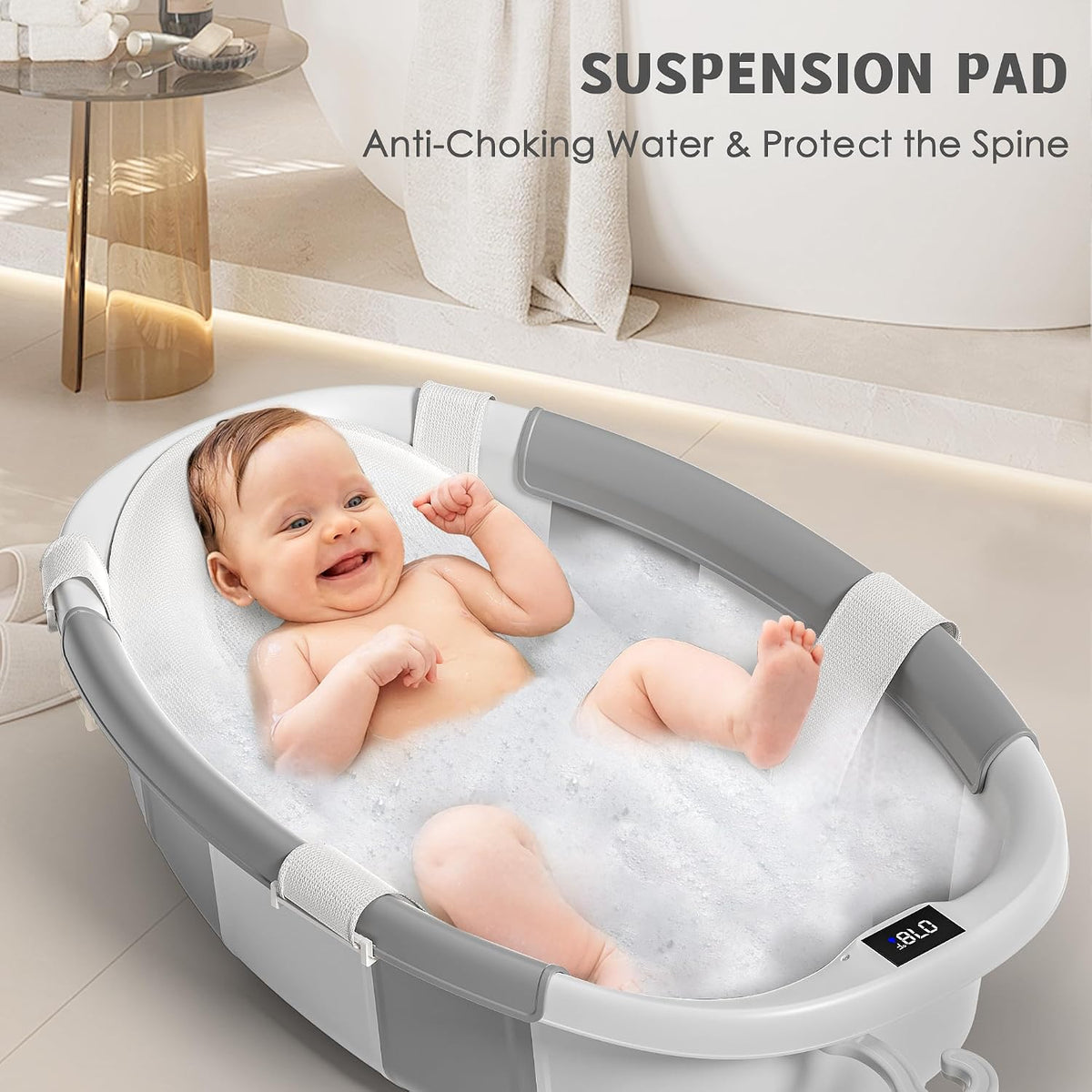 Himold Bañera plegable para recién nacidos a niños pequeños de 0 a...
