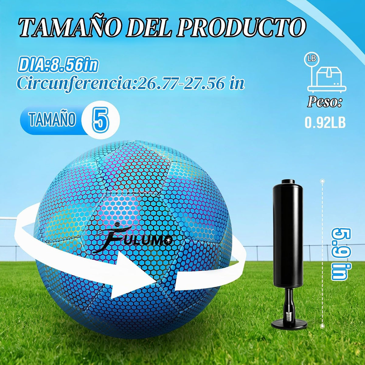 FULUMO Balón de fútbol que brilla en la oscuridad Tamaño 5\/Tamaño...