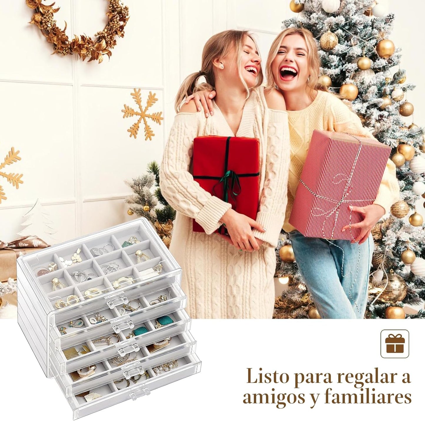 ProCase - Organizador de aretes con 5 cajones, joyero de acrílico t...