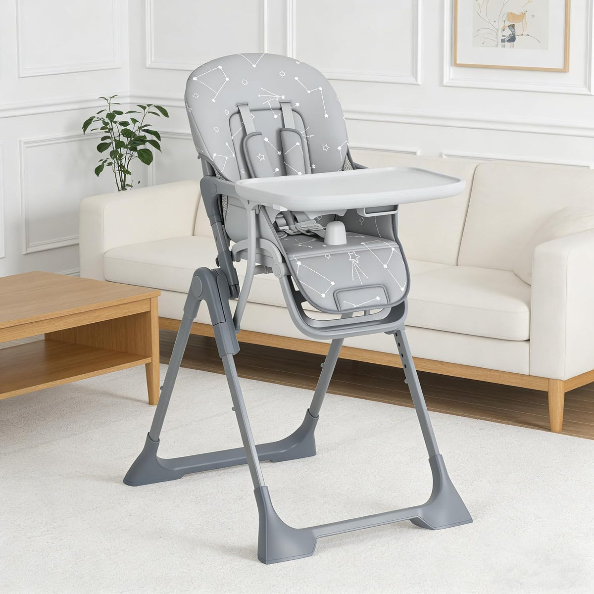 Silla alta para bebé, sillas de alimentación plegables para bebés y...