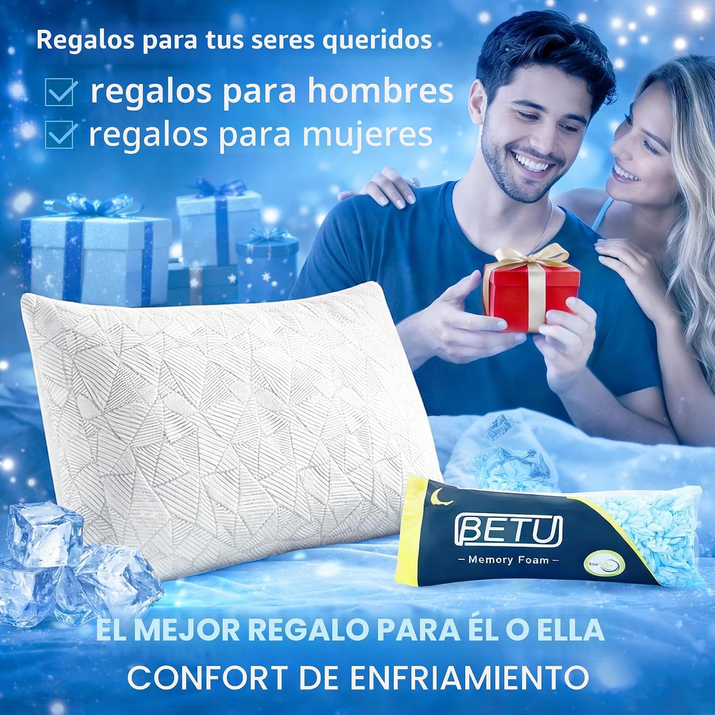 BETU Almohada Refrescante Tamaño Queen, Almohada Fresca de Espuma V...
