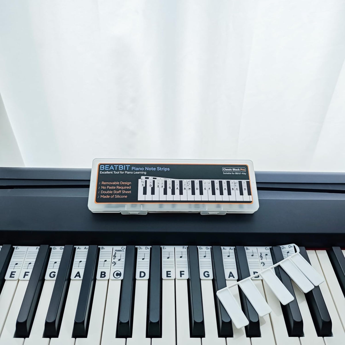 BEATBIT Tiras de notas de piano Pro, gruesas antiadherentes, compat...