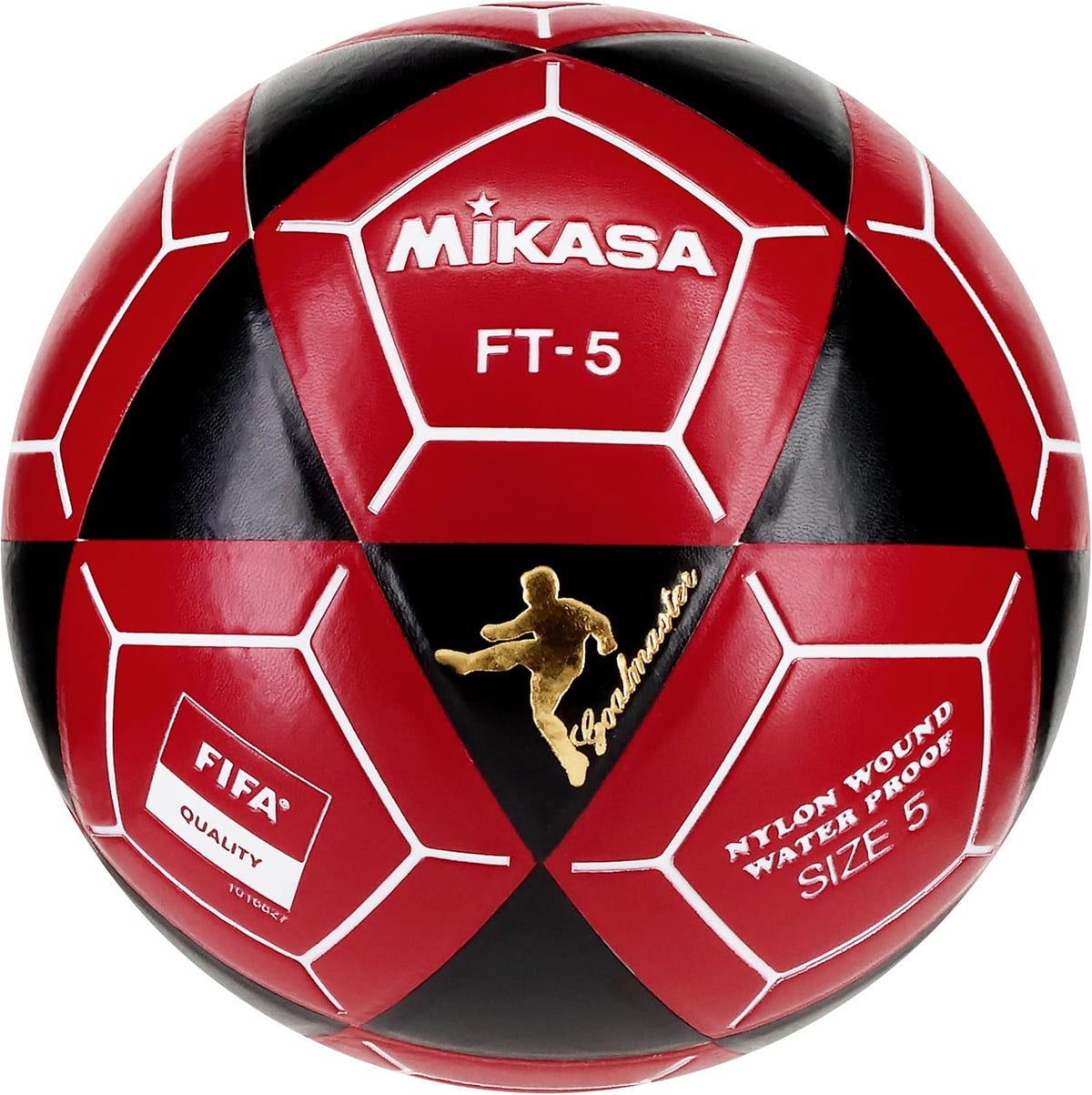 Mikasa FT5A-BKR-W Goal Master - Balón de fútbol, negro\/rojo, talla...