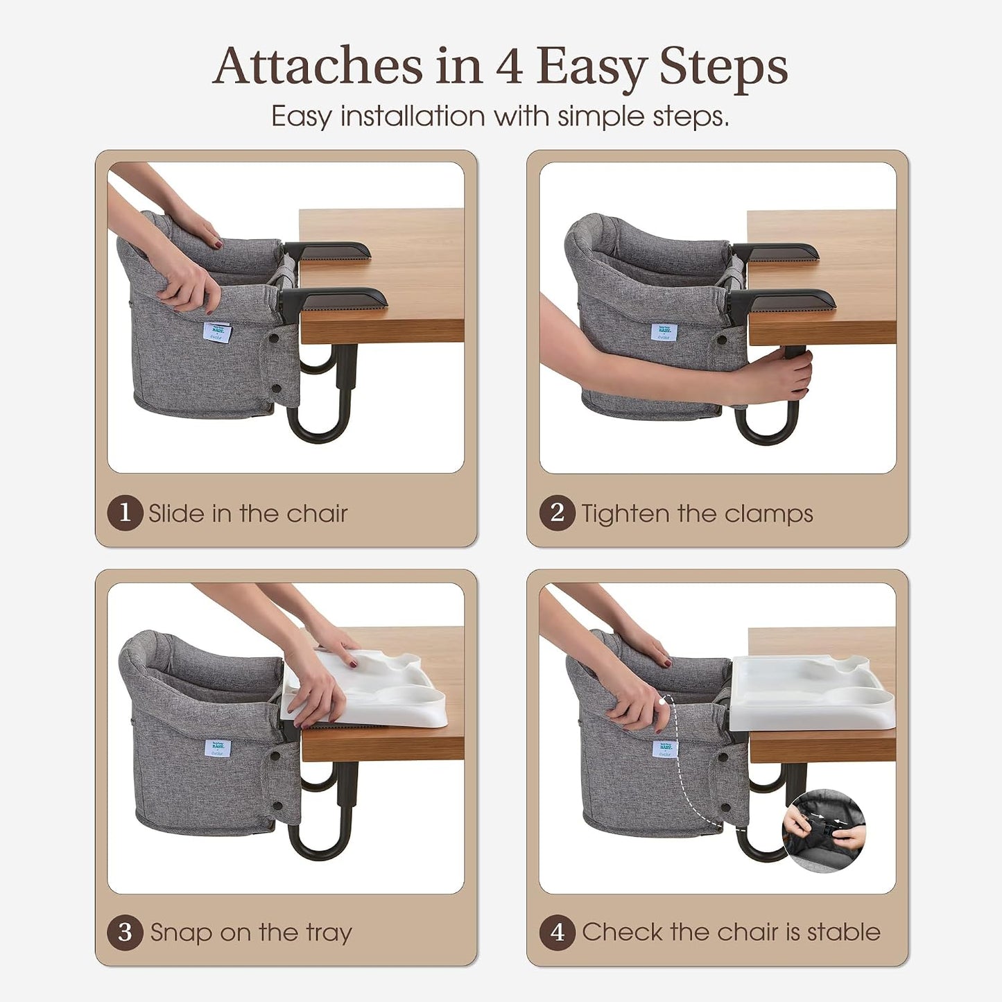 Evolur Silla alta para bebé de gancho, asiento de comedor portátil...