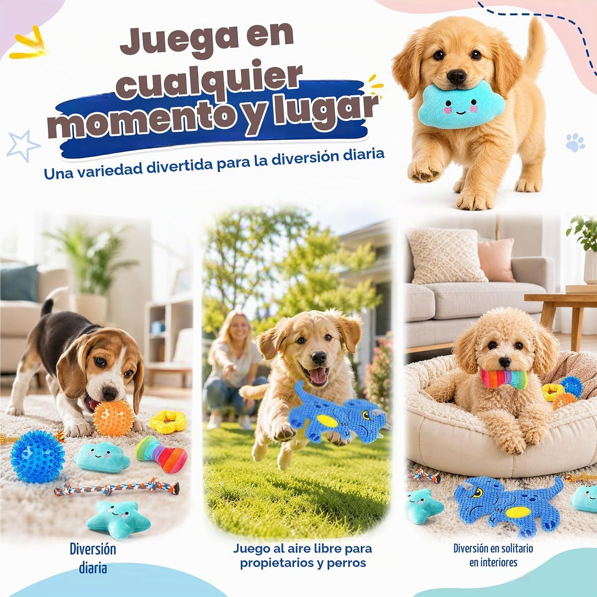 KIPRITII Paquete de 9 juguetes para cachorros para la dentición, ju...
