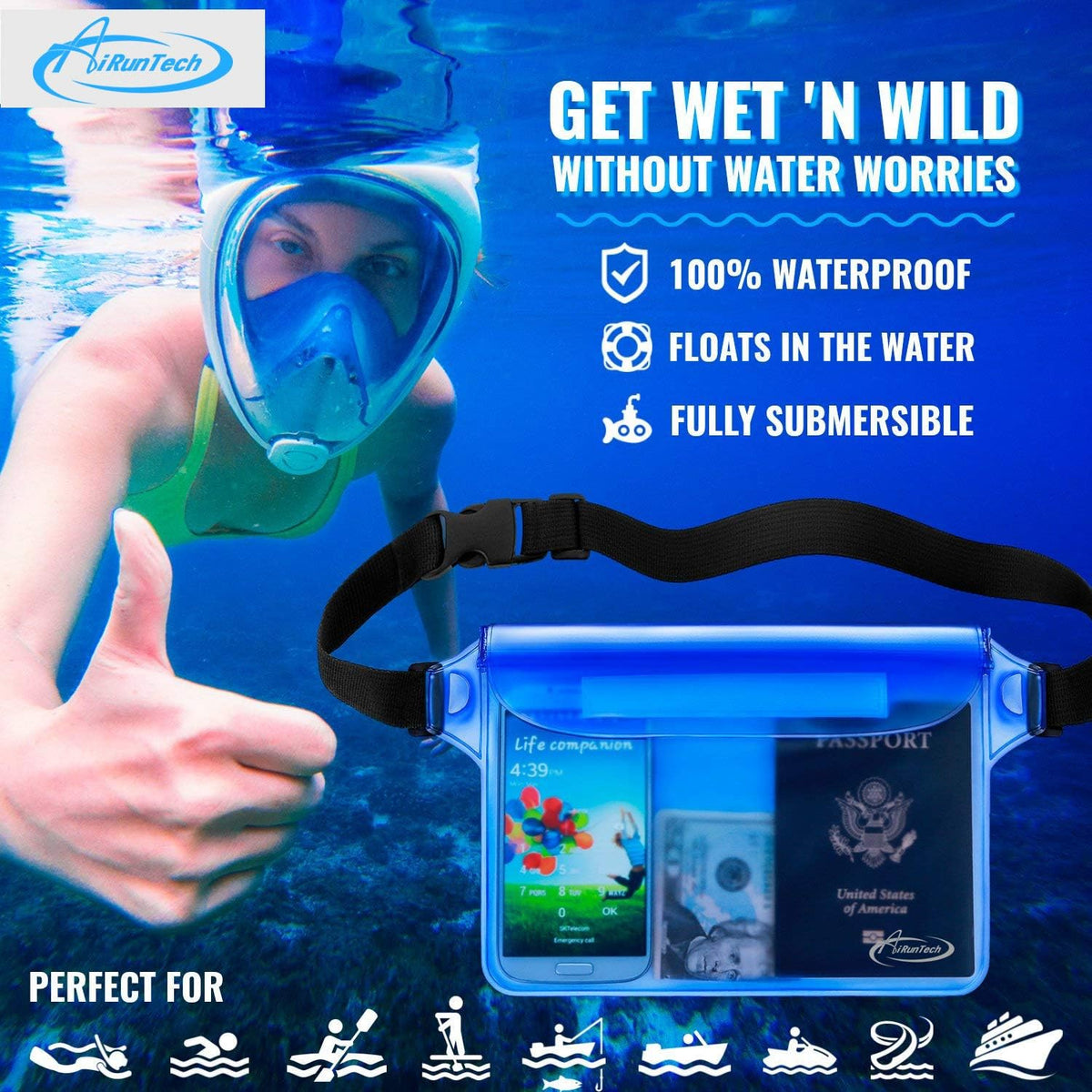 AiRunTech Bolsa impermeable con correa para la cintura (paquete de...