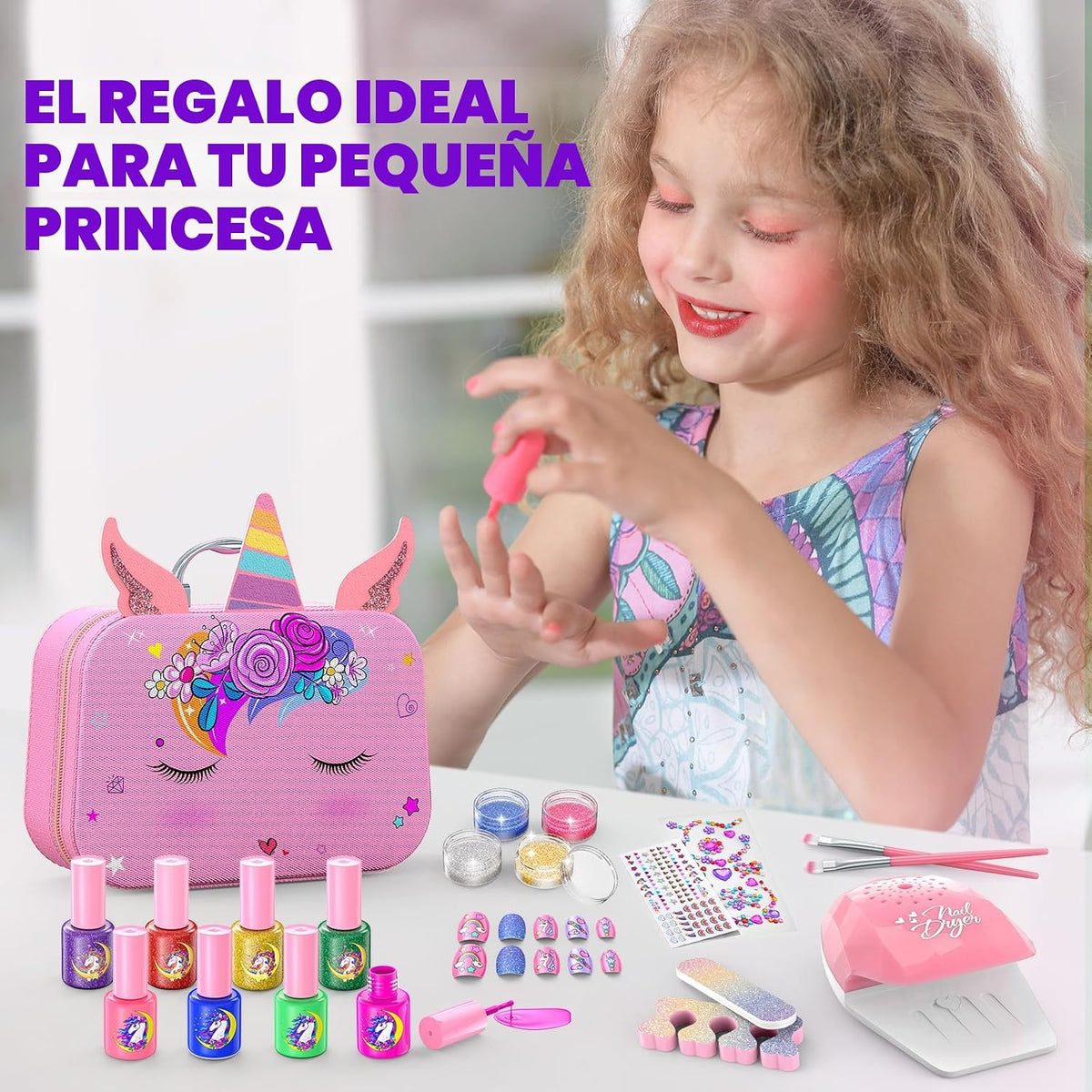 Juego de esmaltes de uñas para niñas, no tóxico, de secado rápido,...