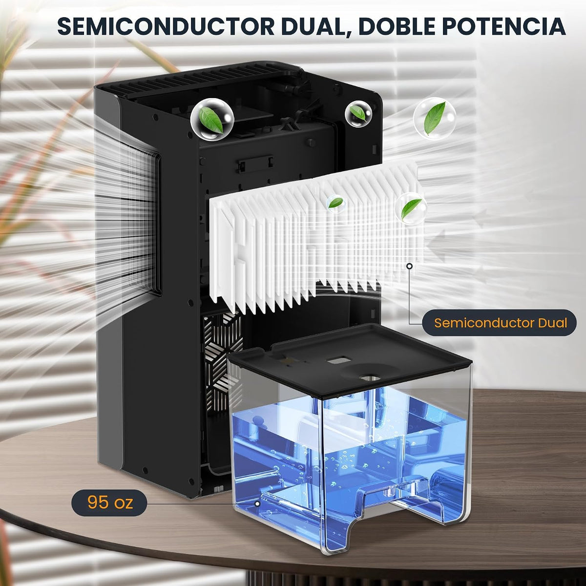 ToLife Deshumidificador, 1000 pies cuadrados tanque de 95 onzas con...