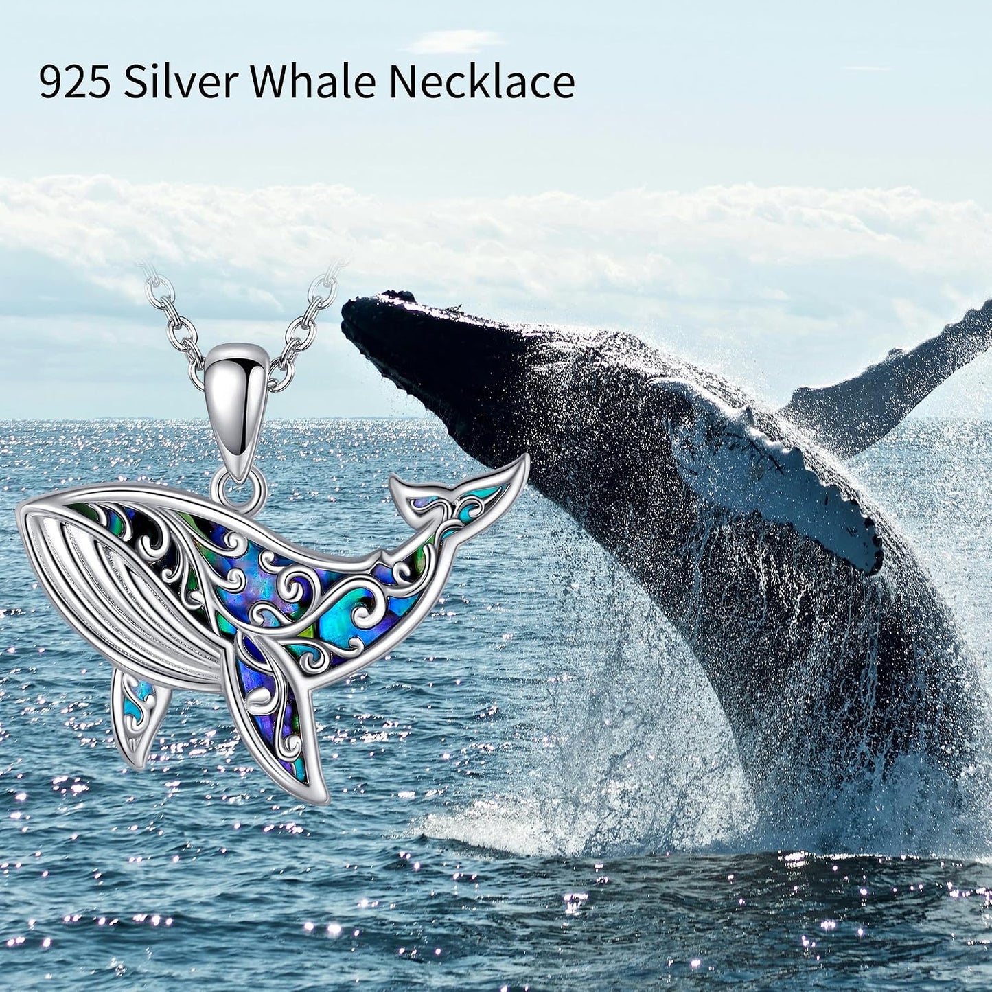 URONE Collar de plata de ley 925 con diseño de animales del océano,...